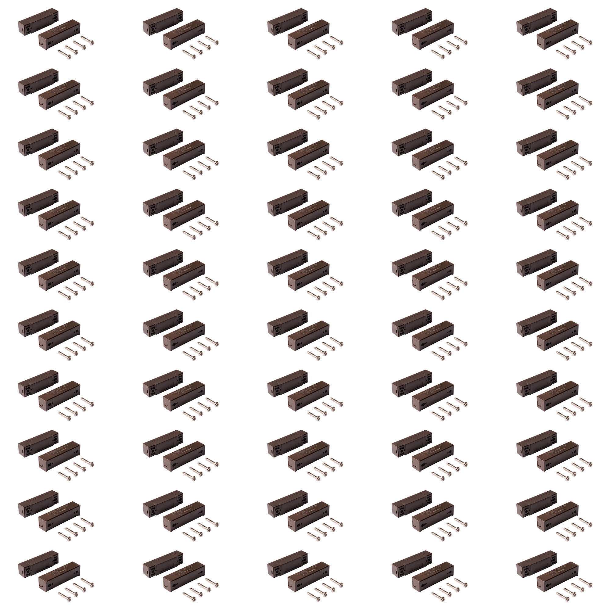 TANE Wired Surface Mount Magnetic Door Window Contact Switch With Hidden Wires + Screws BROWN Color Reed Switch Alarm Home Security, Burglar Alarm Systems + UL Listed GP-23-BR-PK50 (Pack Of 50)