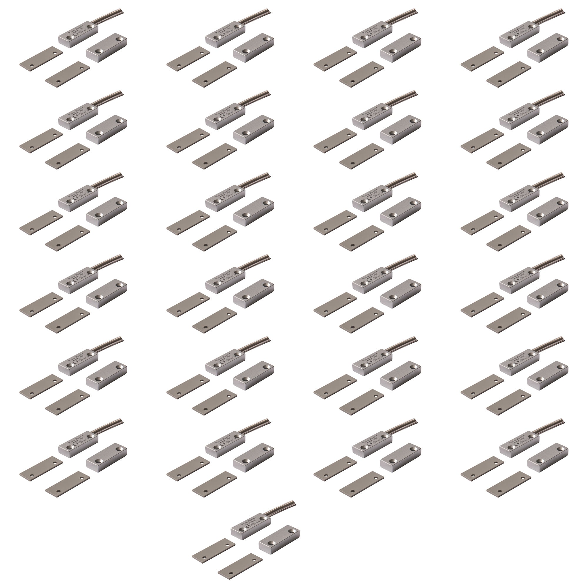 TANE Wired Surface Mount Armored Commercial Magnetic Door Window Contact + Wire Leads Or Armored Cable Aluminum Case Alarm Security Reed Switch Normally Open + UL Listed MET-200AR-PK25 (Pack Of 25)