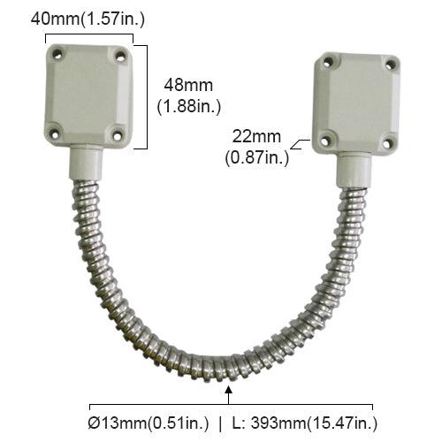 Visionis VIS-2000 - Flexible Stainless Steel Armored Door Loop Zinc plated with Metal Ends