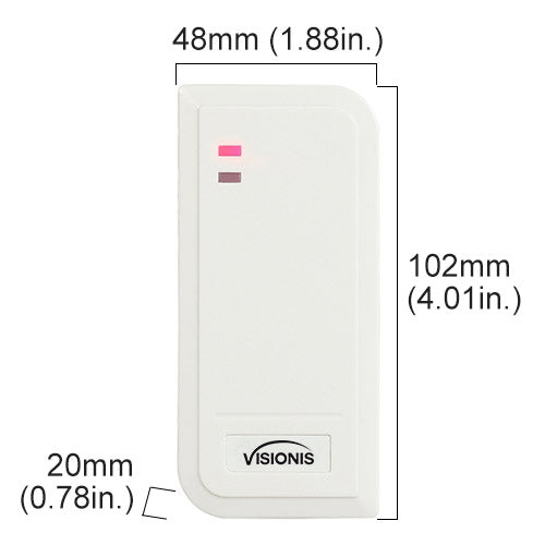 FPC-6440 VIS-3101 Access Control White Outdoor IP66 Card Reader Only Compatible With Wiegand 26 Bit With Power Supply And A Pack Of 10 Proximity Key Tags Included