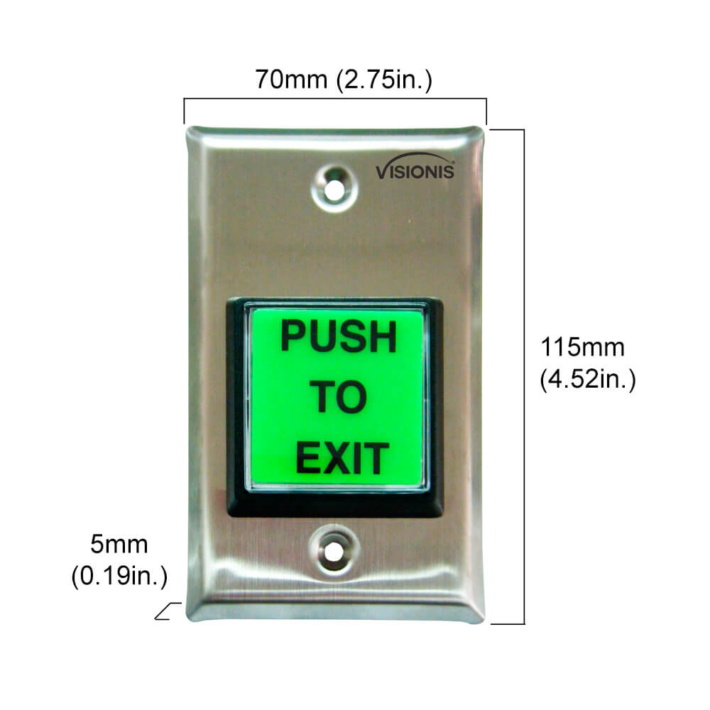 Dimensions Visionis VIS-7000 push to exit button 