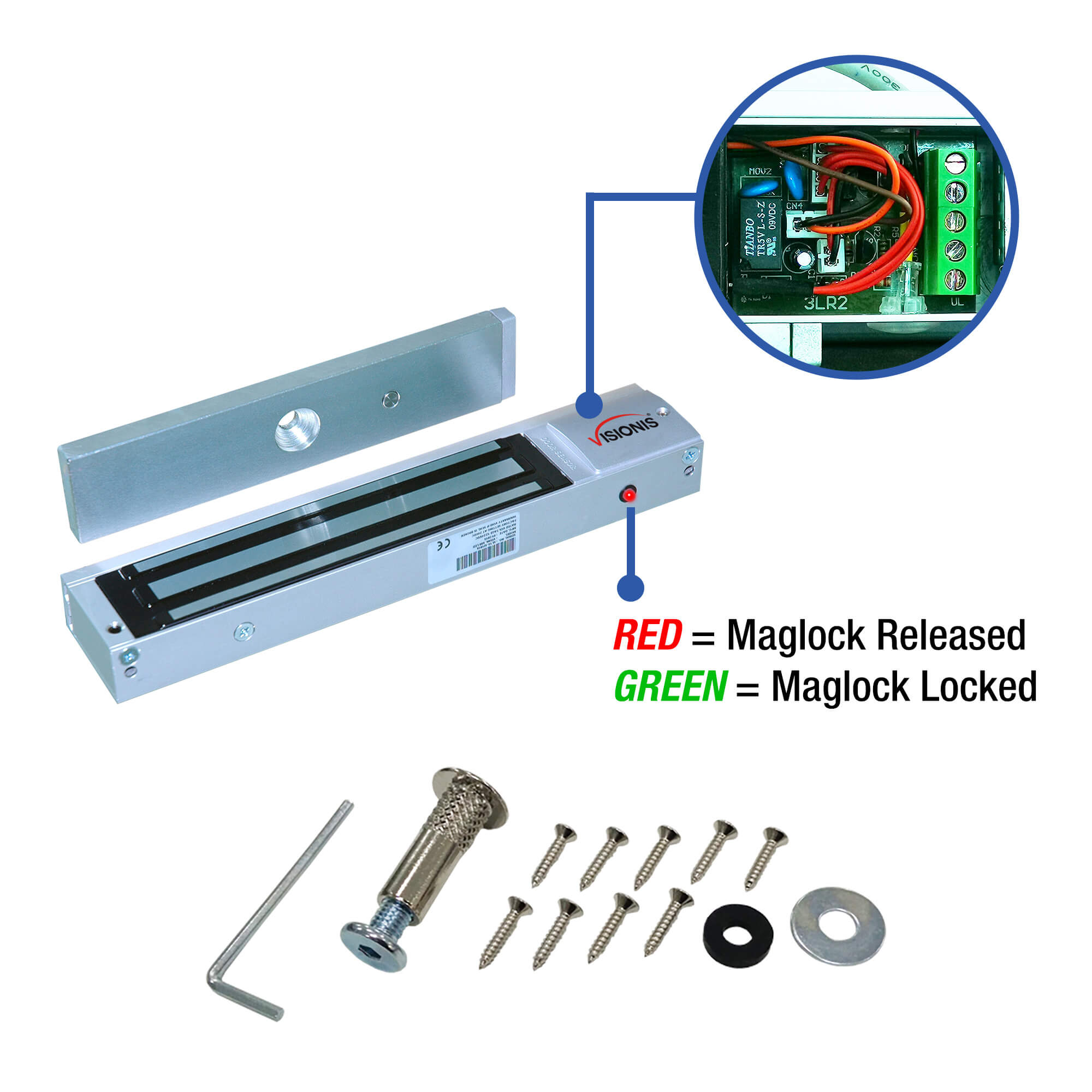 600lb Indoor Magnetic Lock with LED Sensor VIS-ML600LED