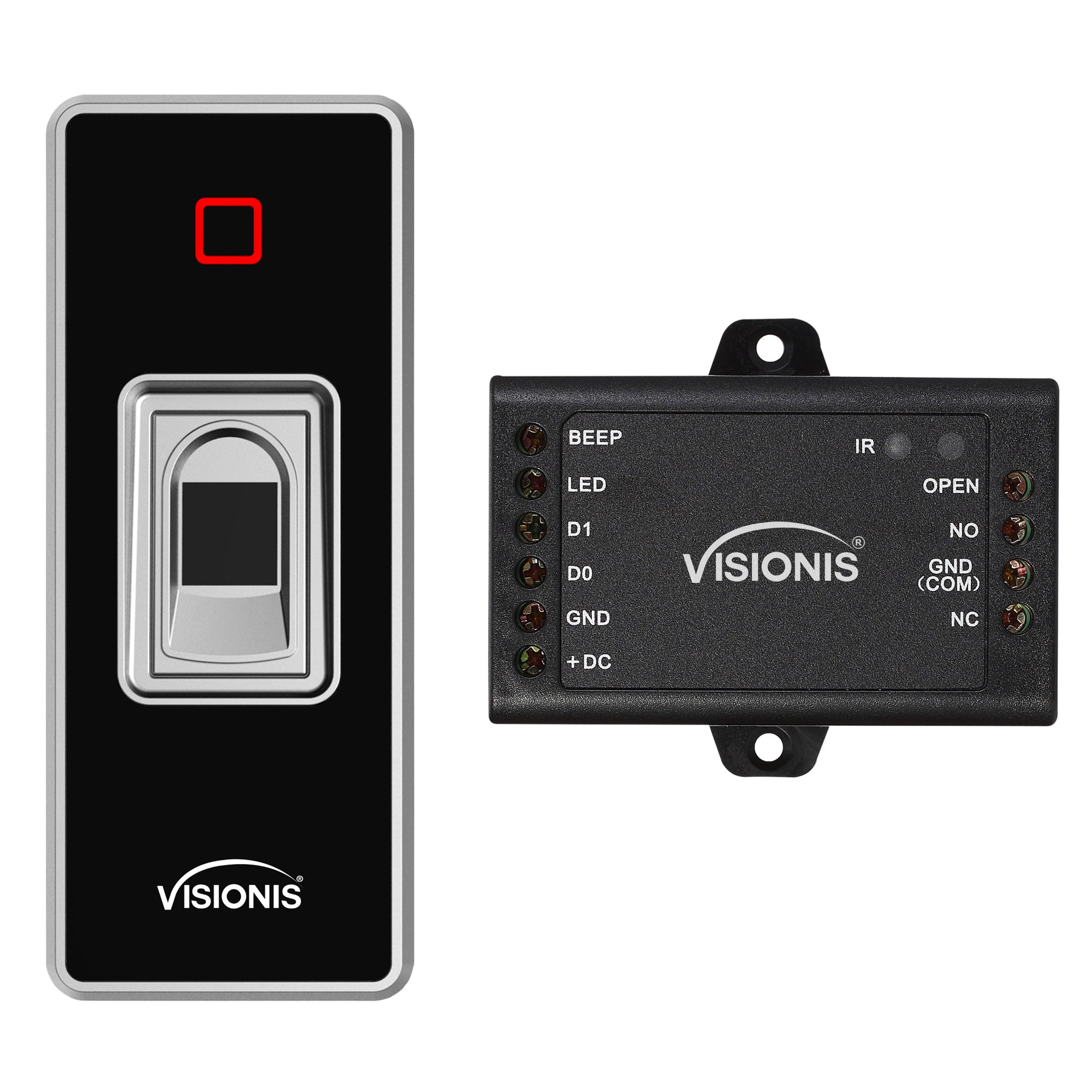 Visionis VIS-3024 - Indoor + Outdoor Rated IP68 Access Control Biometric Fingerprint Reader Standalone with Mini Controller + Wiegand 26 + 1000 EM Cards or Fingerprints