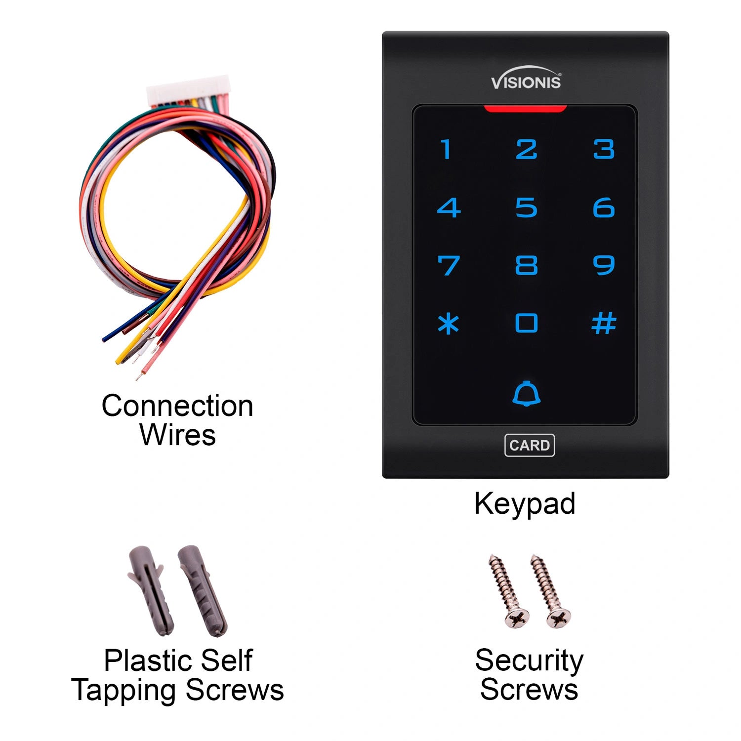 Standalone access control keypads, Visionis VIS-3002, standard design, indoor security keypad
