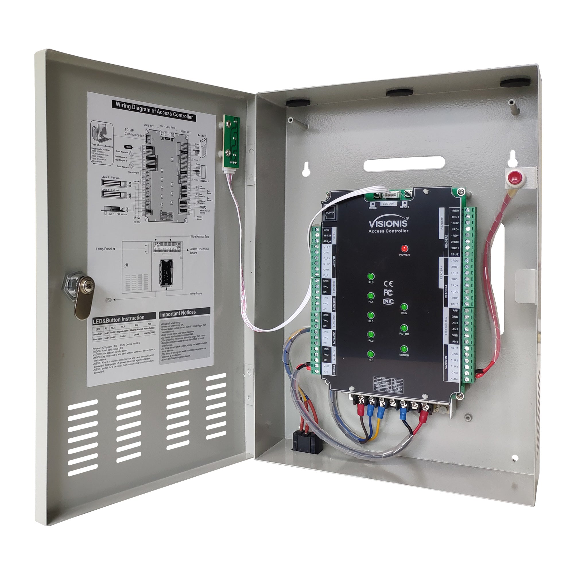 Visionis FPC-6207 Four Doors Access Control TCP/IP Wiegand For Out Swi