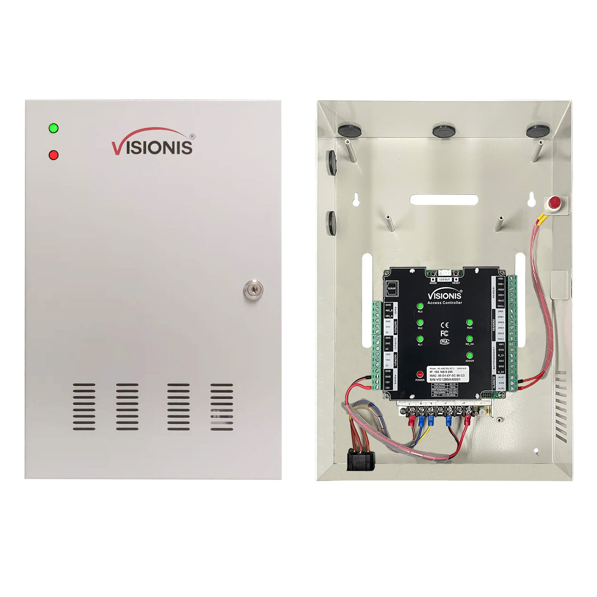 Two Doors + Network Access Control Panel + Controller Board With Cabinet VIS-AXESS-2D-ETL