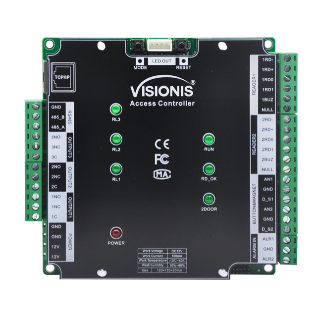 Visionis VS-AXESS-2D-DLX-PCB (Version 2.0) - Two Doors + Network Access Control PCB + Controller Board + TCP IP + Wiegand With Desktop Software + 20,000/70,000 User Record