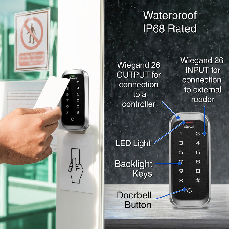 Outdoor access control keypad VIS-3003, IP68-rated, anti-vandal, standalone access control keypads