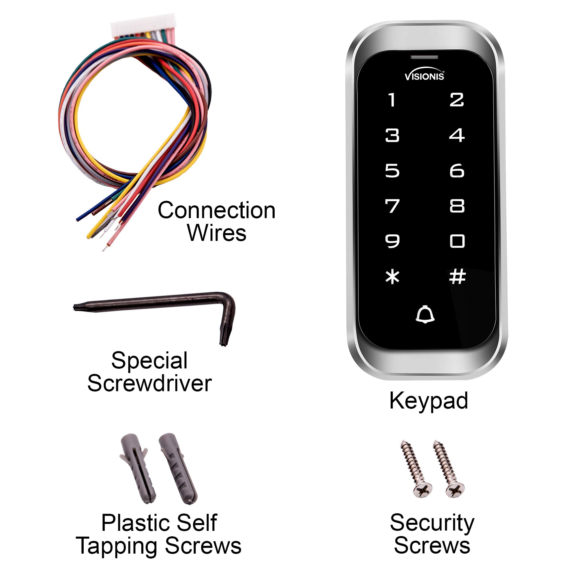 Weatherproof standalone access keypads, Visionis VIS-3003, anti-vandal metal keypad and reader