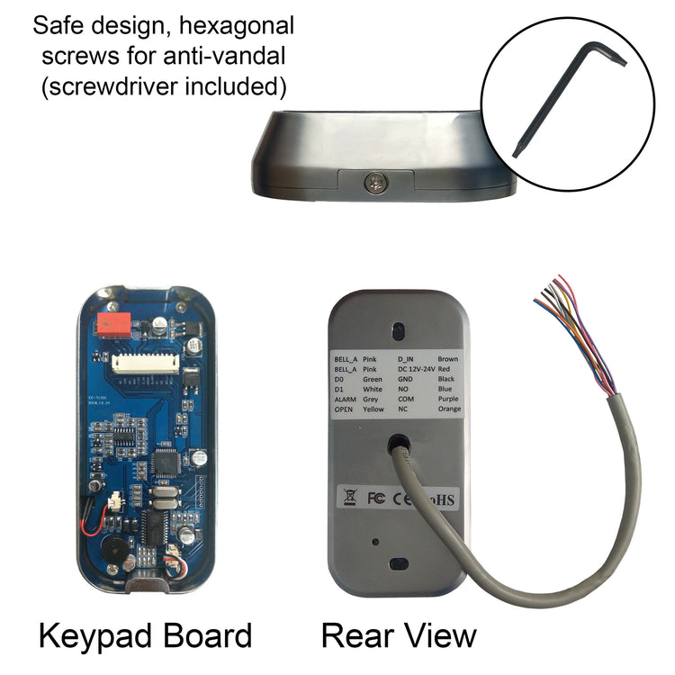 Visionis standalone access keypads, waterproof and weatherproof digital touch keypad for security access