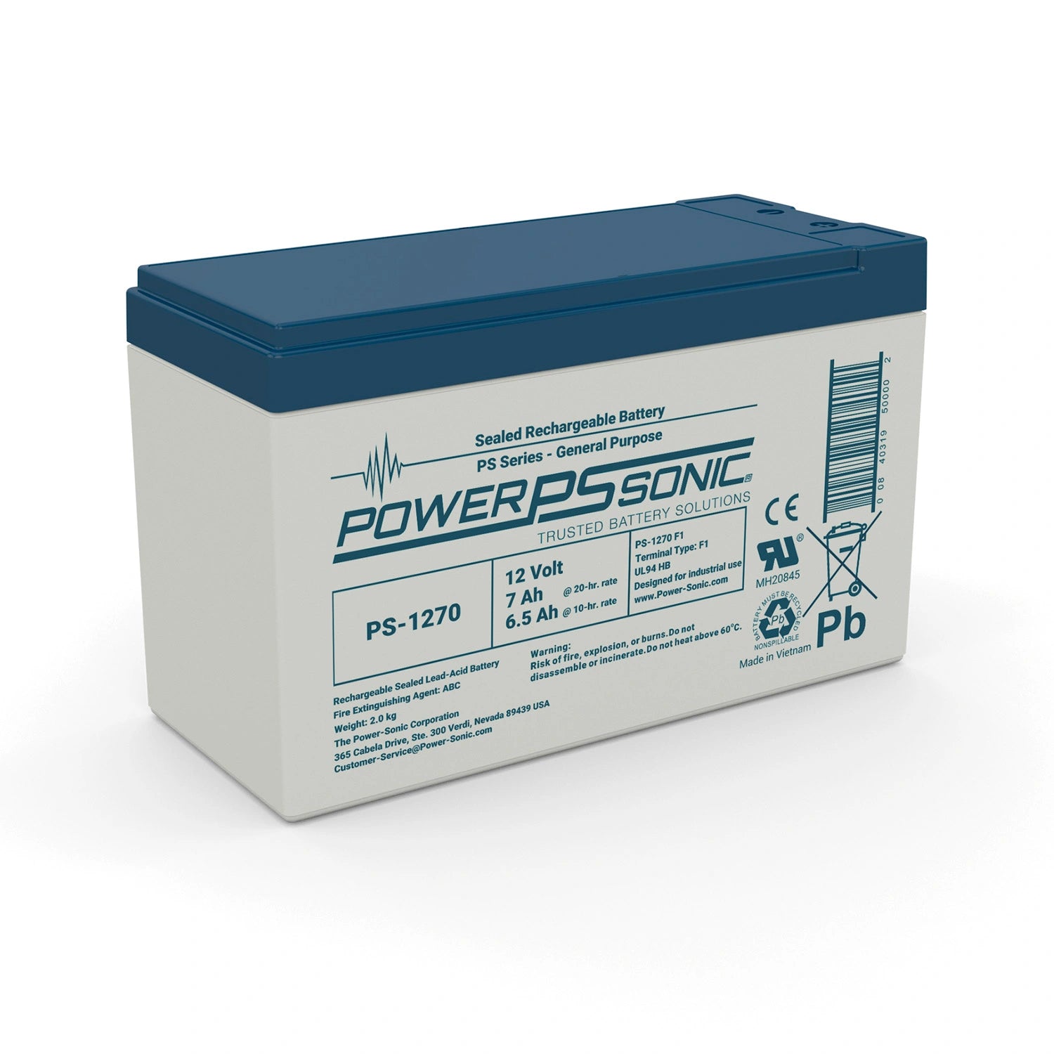 Power-Sonic PS-1270 - Sealed Battery 12V 7A, Battery Backup Only For DLX Access Control Panels