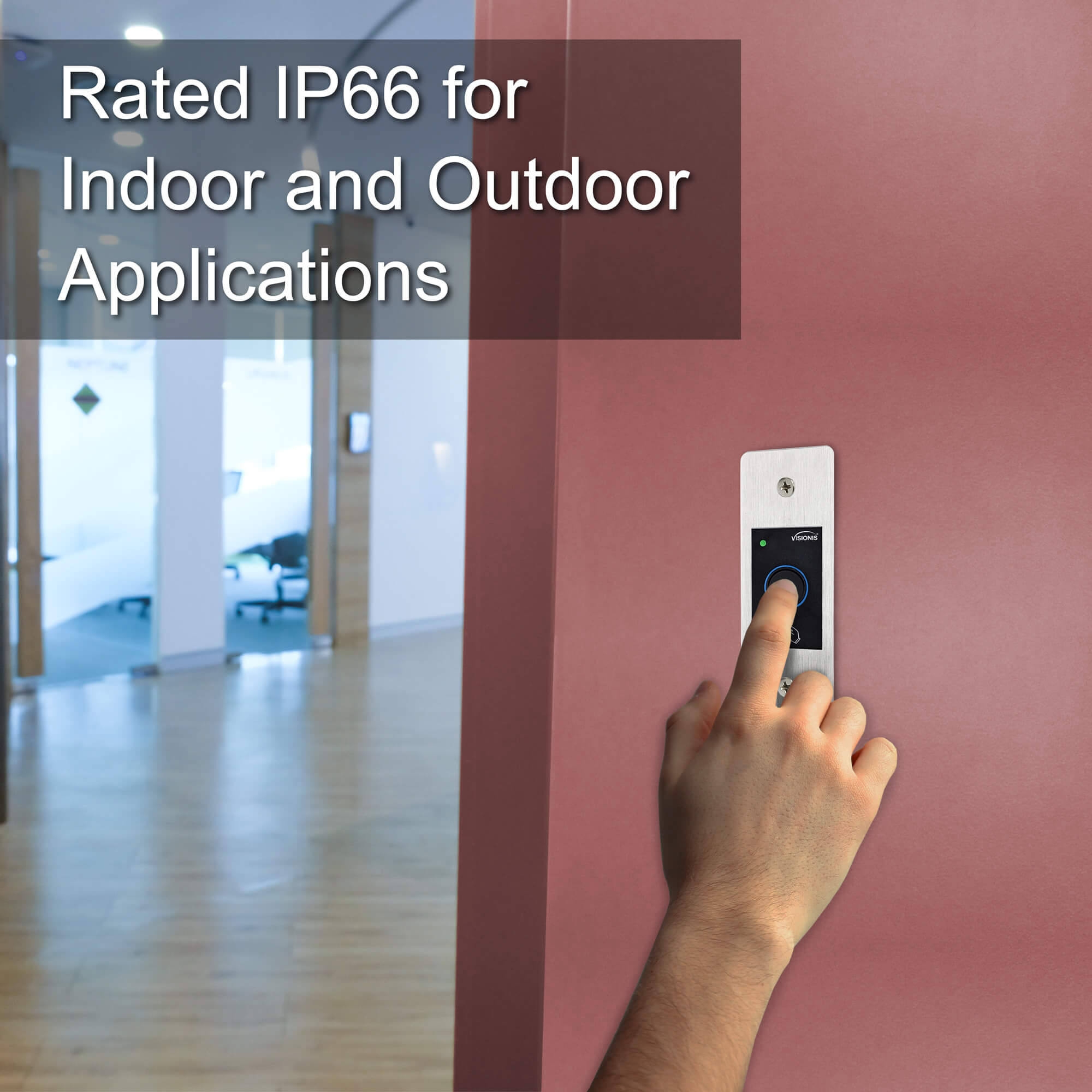 Visionis VIS-3027 Biometric Reader, IP66-rated metal standalone fingerprint access control for indoor and outdoor use