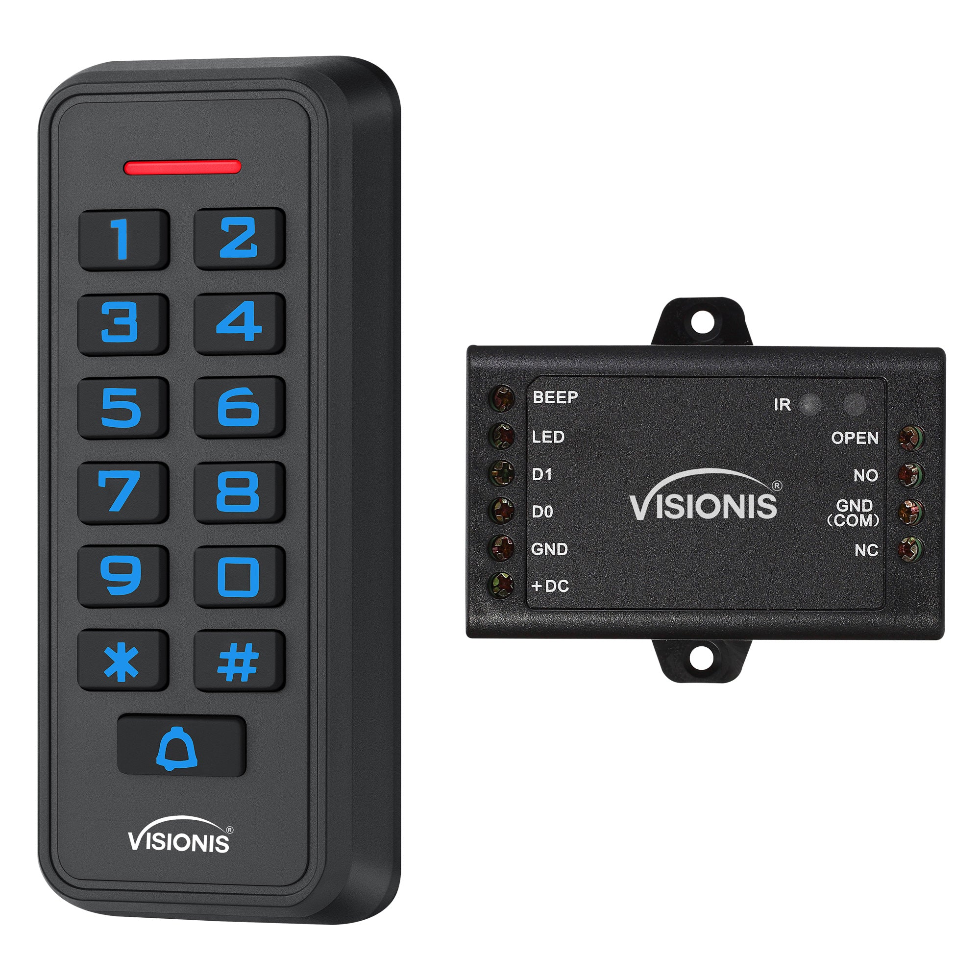 Visionis VIS-3008 Security Access Control Keypad, black, IP68-rated, outdoor weatherproof keypad with card reader