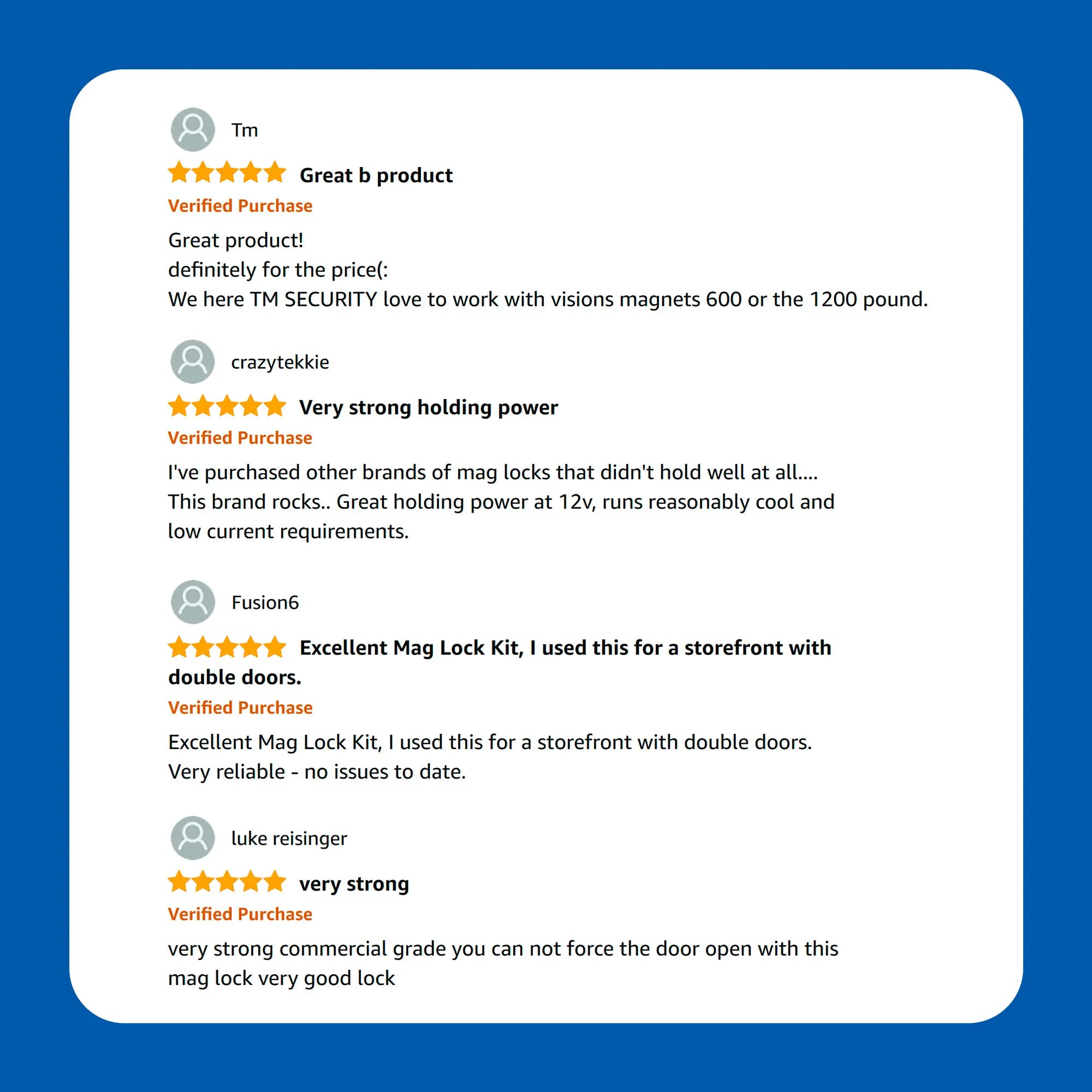 Double Door Maglock REVIEWS. Up to 1200 lbs VIS-1200D-LED Visionis