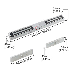 Double Door Magnetic Lock. Up to 600 lbs Dimensions VIS-600D-LED Visionis