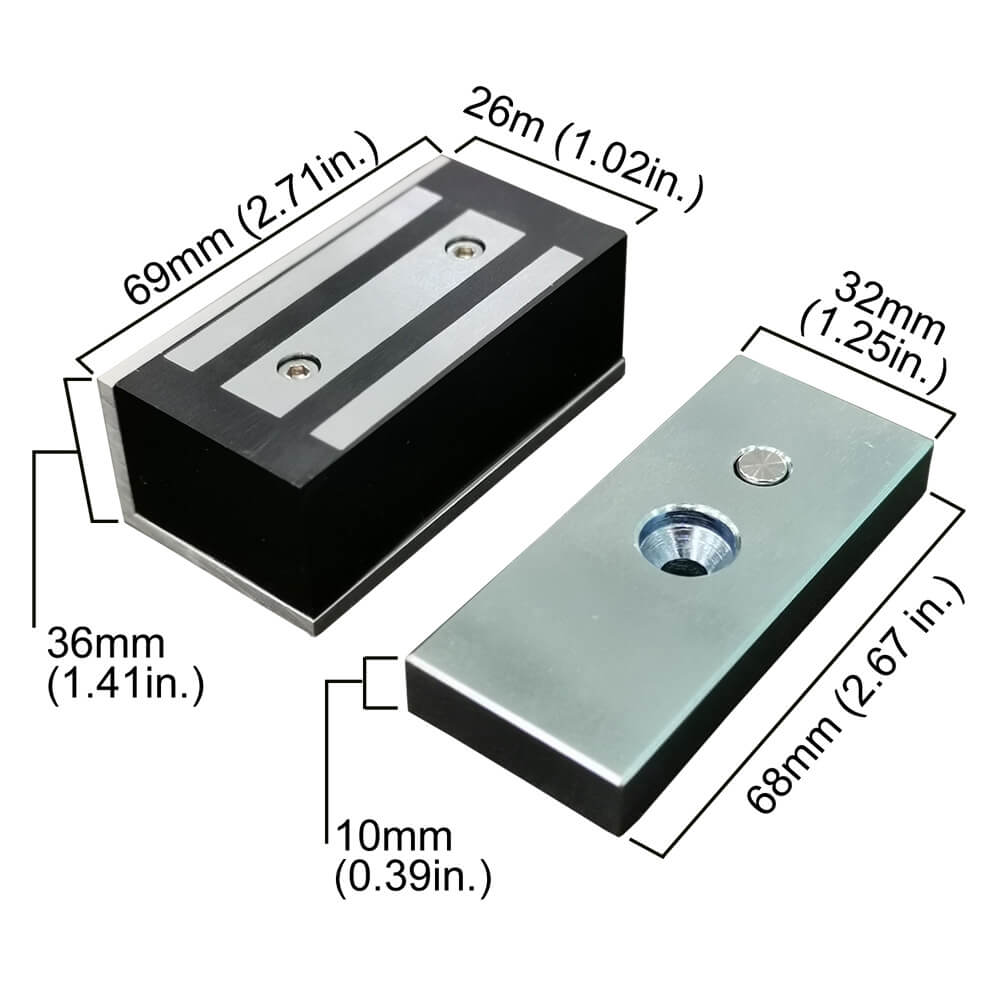 Small Magnetic Lock with 140lbs of Force VIS-ML120 Visionis DIMENSIONS