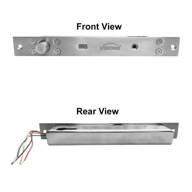 Visionis VIS-DP103WCY-FSE-LED - Electric Drop Bolt lock with Key Cylinder 2,600lbs With LED and Time Delay Fail Secure Normally Open Dead Bolt