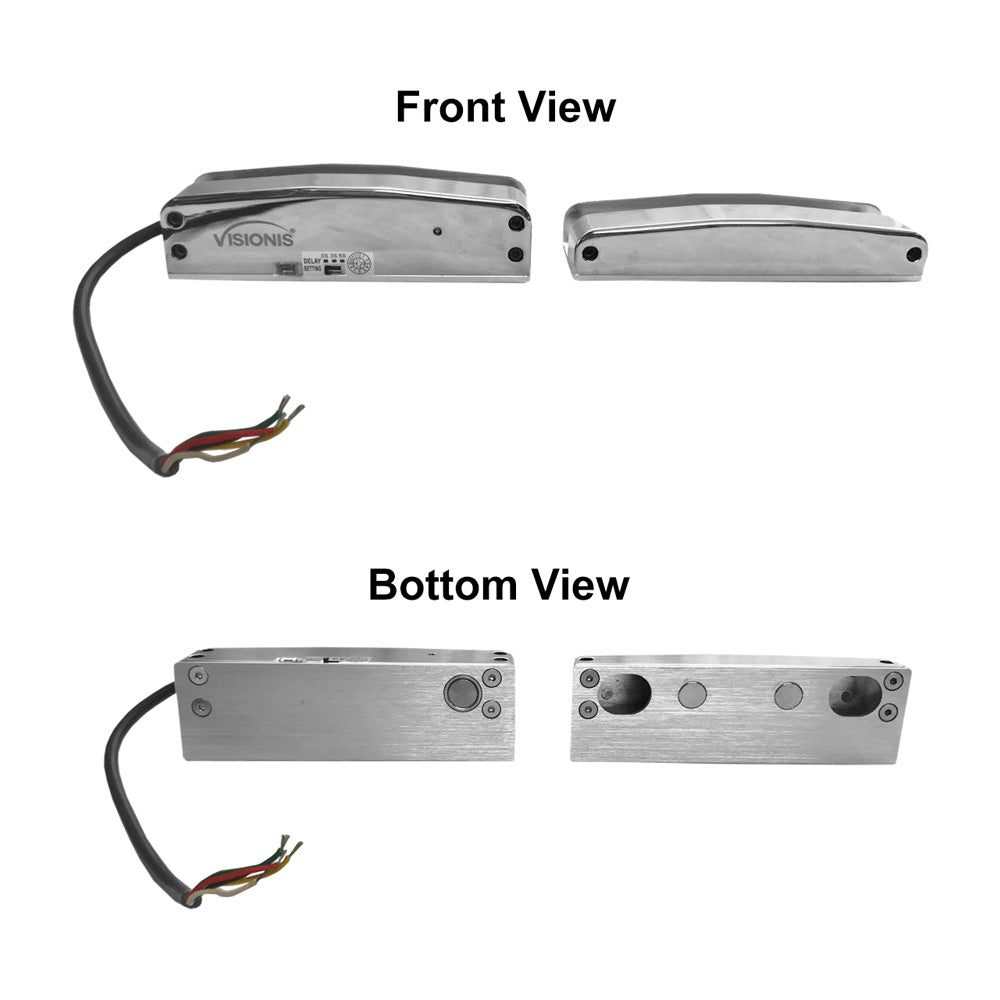 Electric bolt lock front and rear views - VIS-DP105GD-FSA-LED