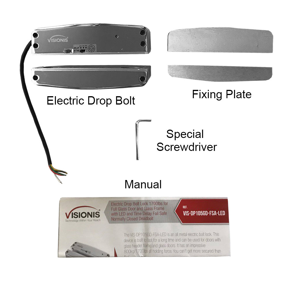 Electric bolt lock items included in the box - VIS-DP105GD-FSA-LED