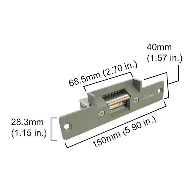 Electric Door Strike for Wood and Metal Door. 770lbs (350kg) Holding Strength. Stainless Steel. 12V Fail Secure Normally Open. VIS-EL100-FSE Visionis