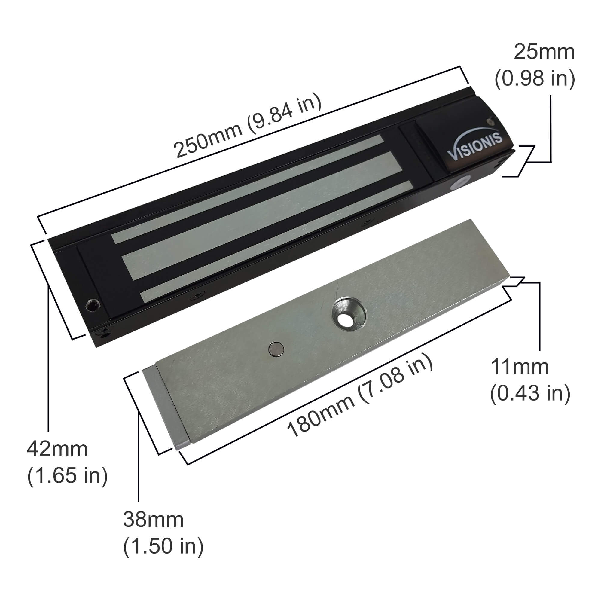 600lb Indoor Maglock with LED Sensor Black Color VIS-ML600LED-BL