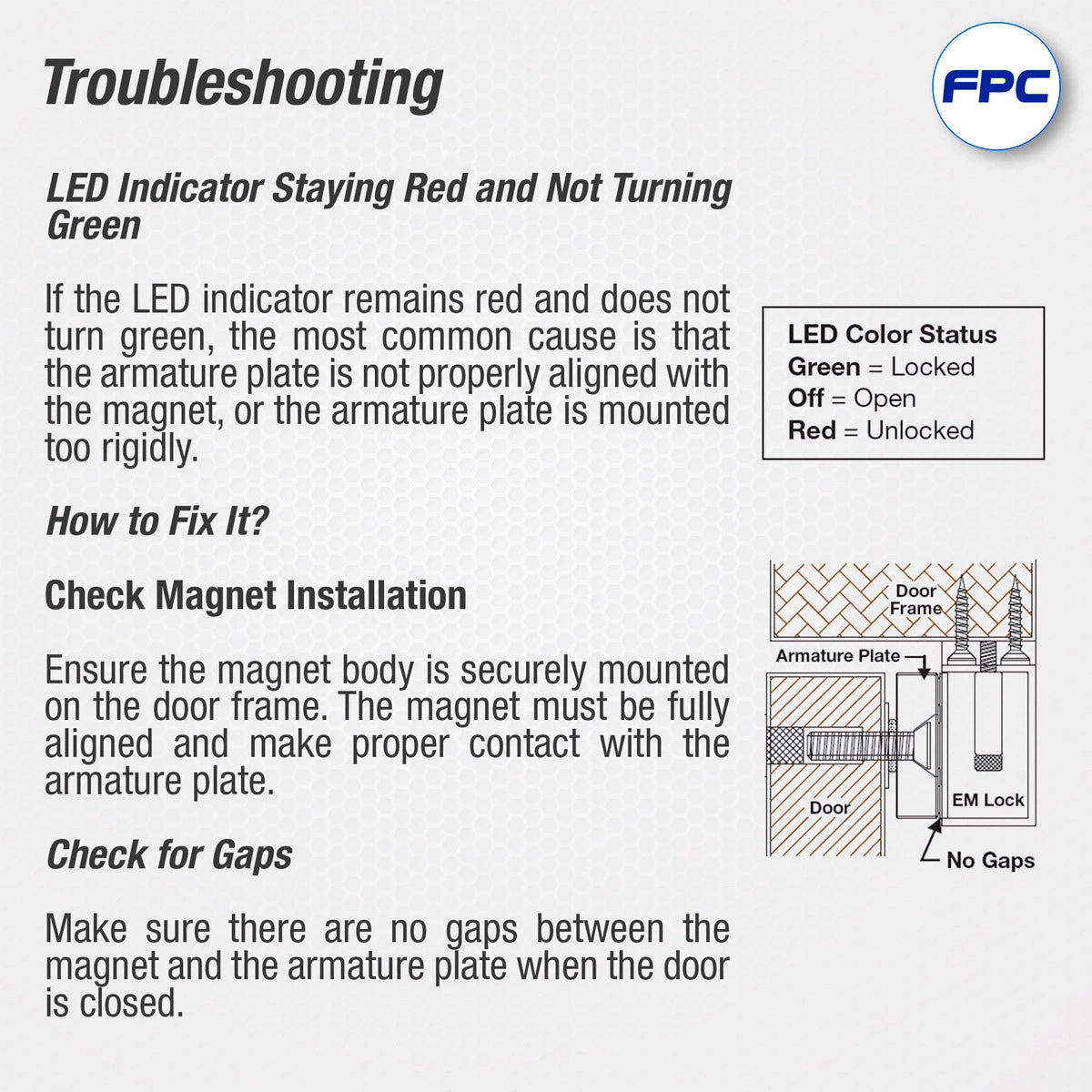 electromagnetic lock troubleshooting - VIS-ML1200LED