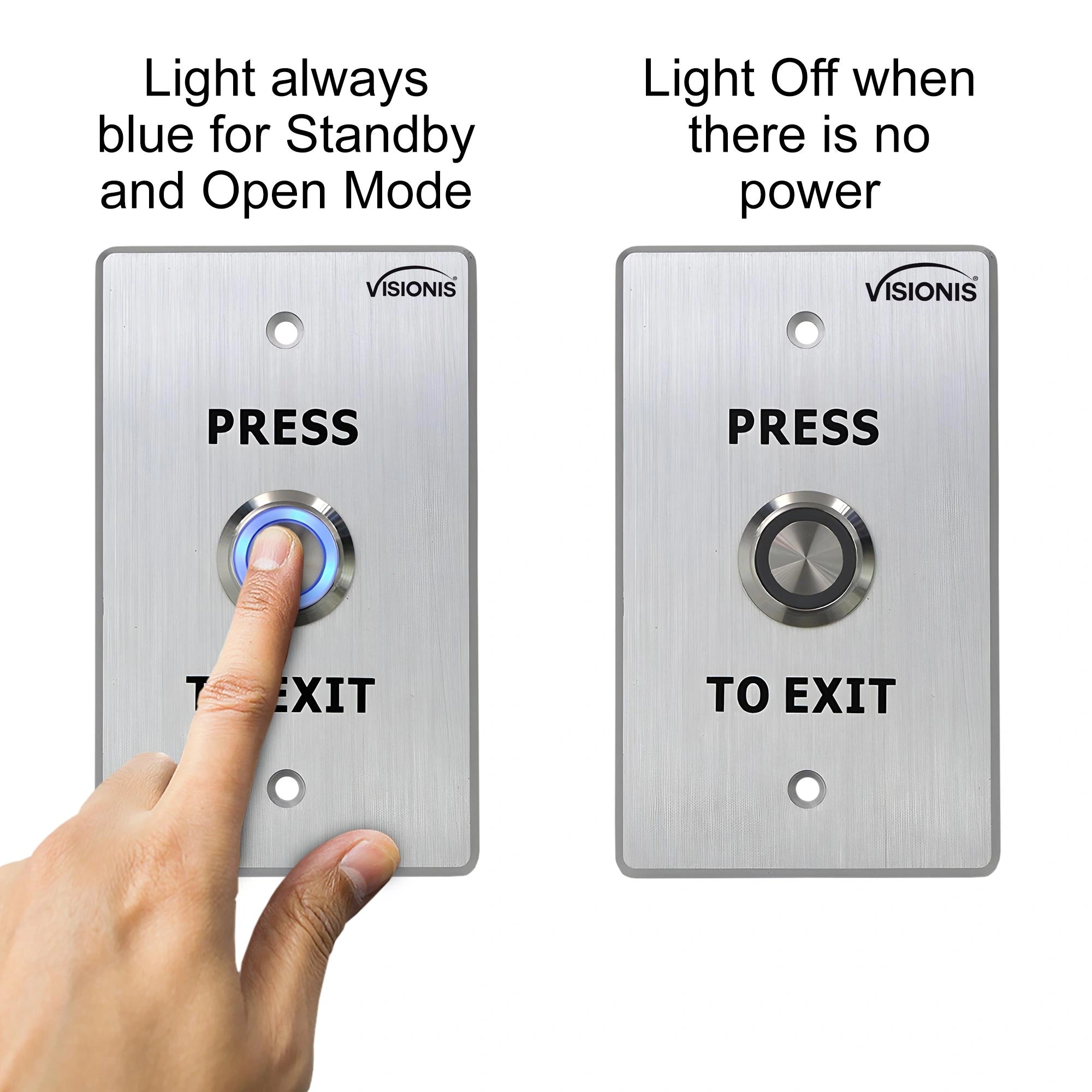 outdoor push to exit button with stainless steel and LED indicator - VIS-7001 Visionis