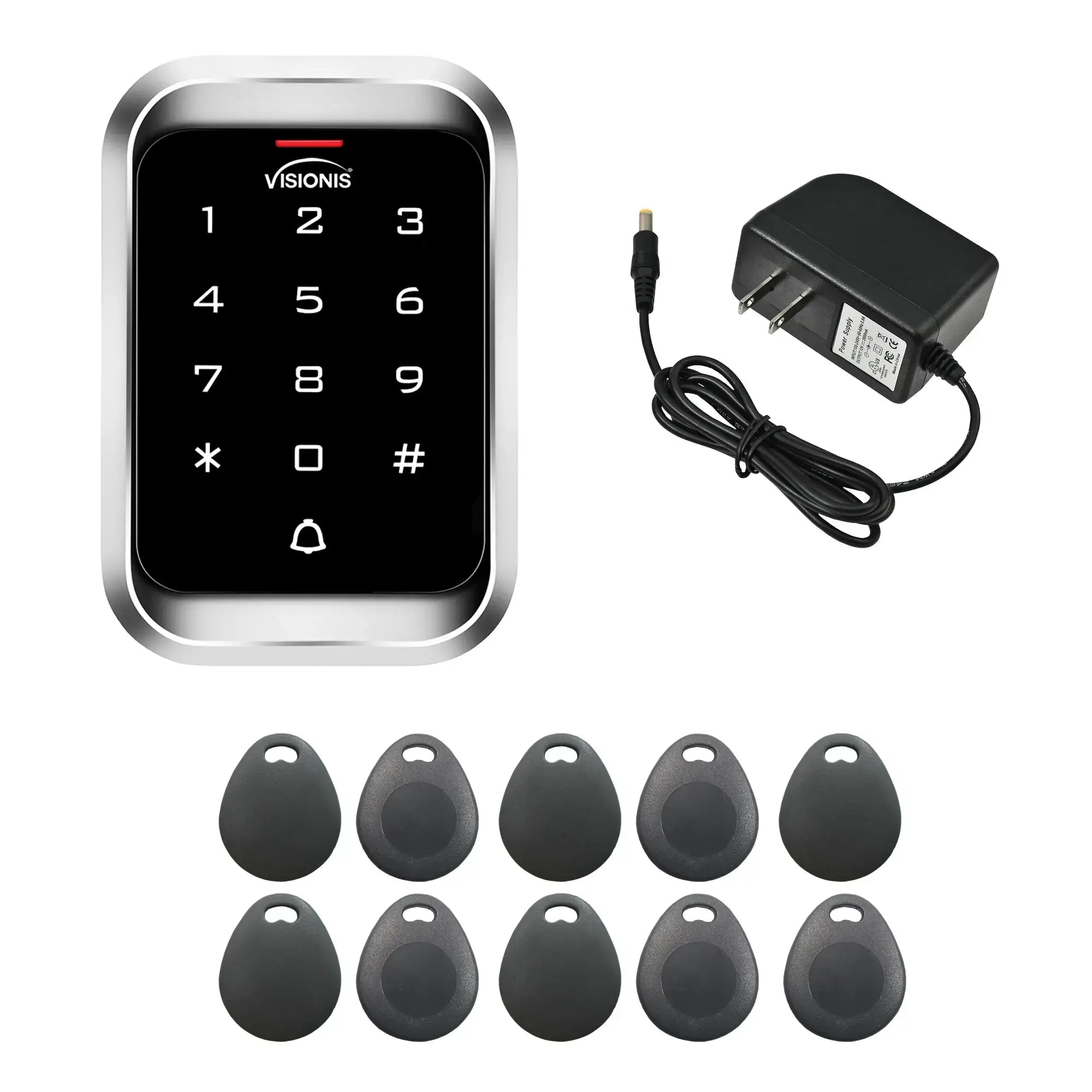 standalone keypad access control with power supply and key tags - FPC-5664