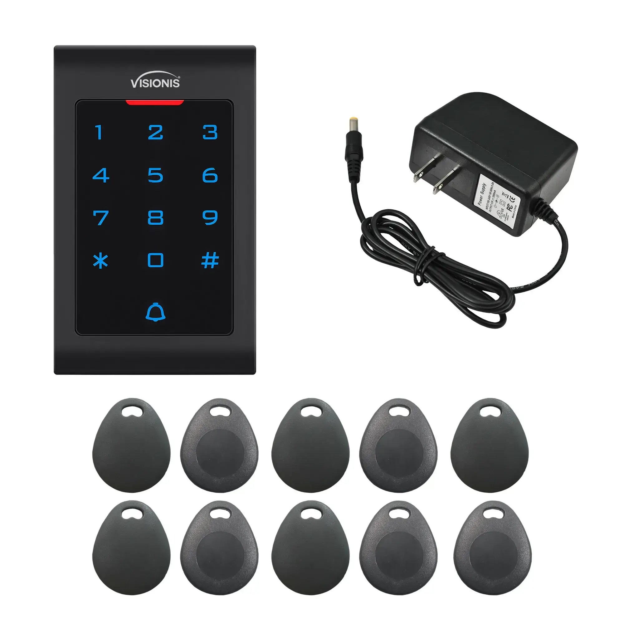 standalone keypad access control with power supply and key tags - FPC-5674