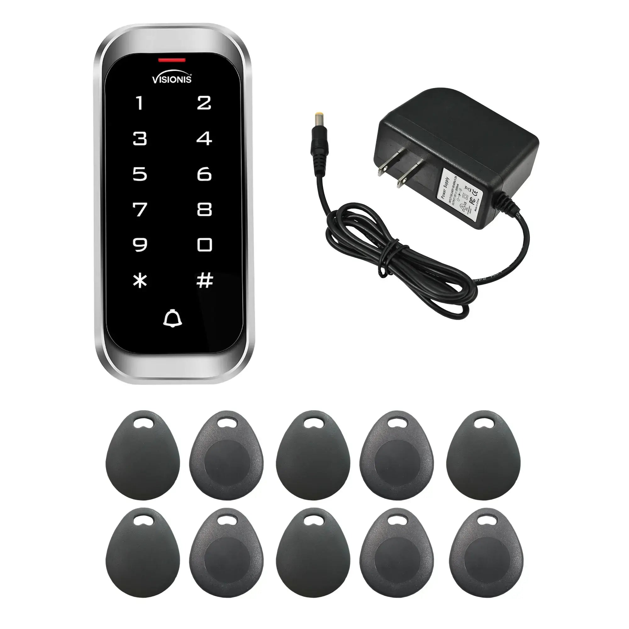 standalone keypad access control with power supply and key tags - FPC-5680