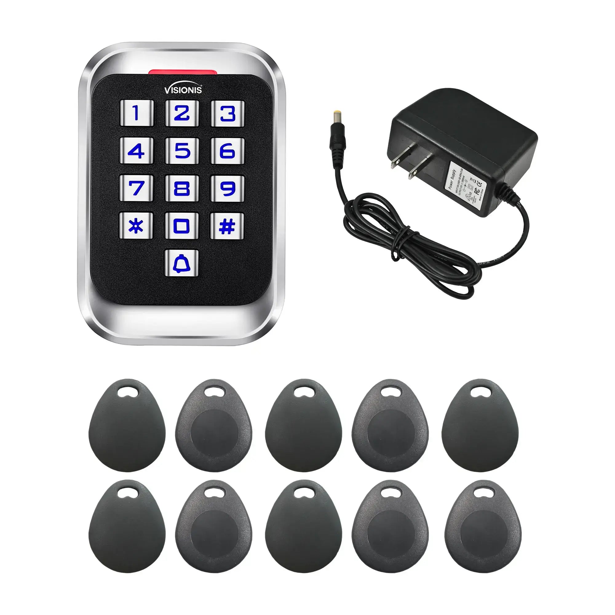 standalone keypad access control with power supply and key tags - FPC-5685