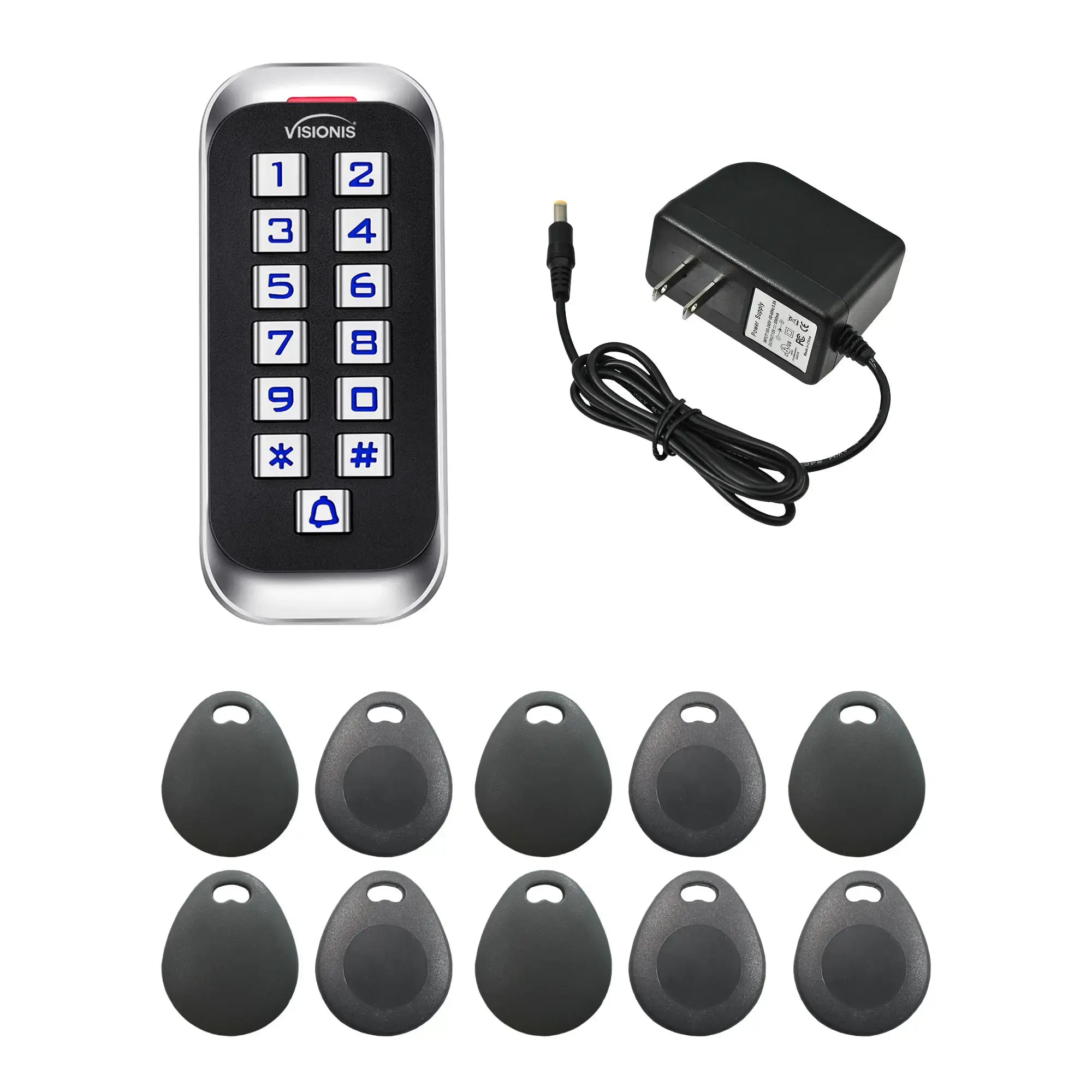 standalone keypad access control with power supply and key tags - FPC-5690