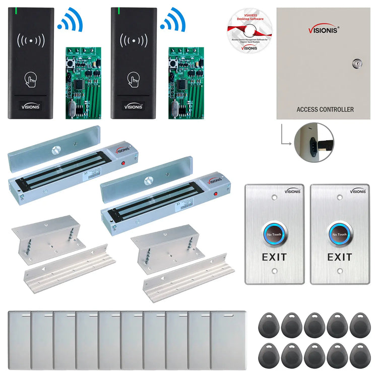 Commercial Door Access Control Systems with Wireless Card Reader, 600 lbs maglocks, Software - FPC-8968