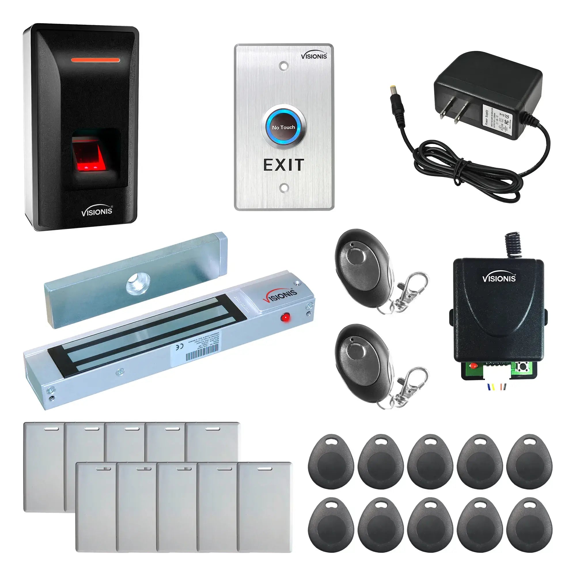 Door Access Control Systems for Office with Fingerprint Reader, Maglock, Receiver and Remotes - FPC-9240