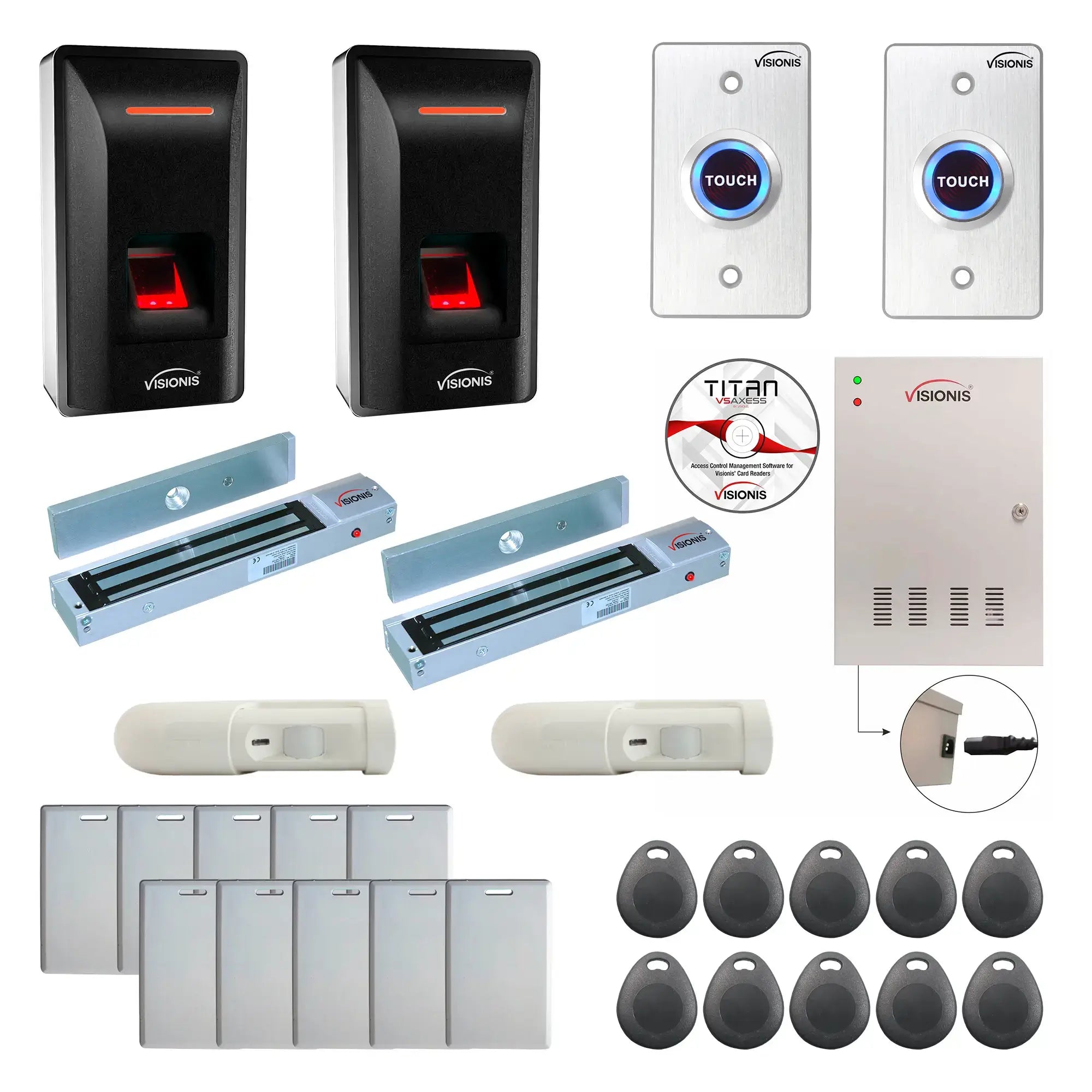 Access Control Systems for Office Buildings with Fingerprint Reader, Maglocks, Motion Sensors, Software - FPC-9273