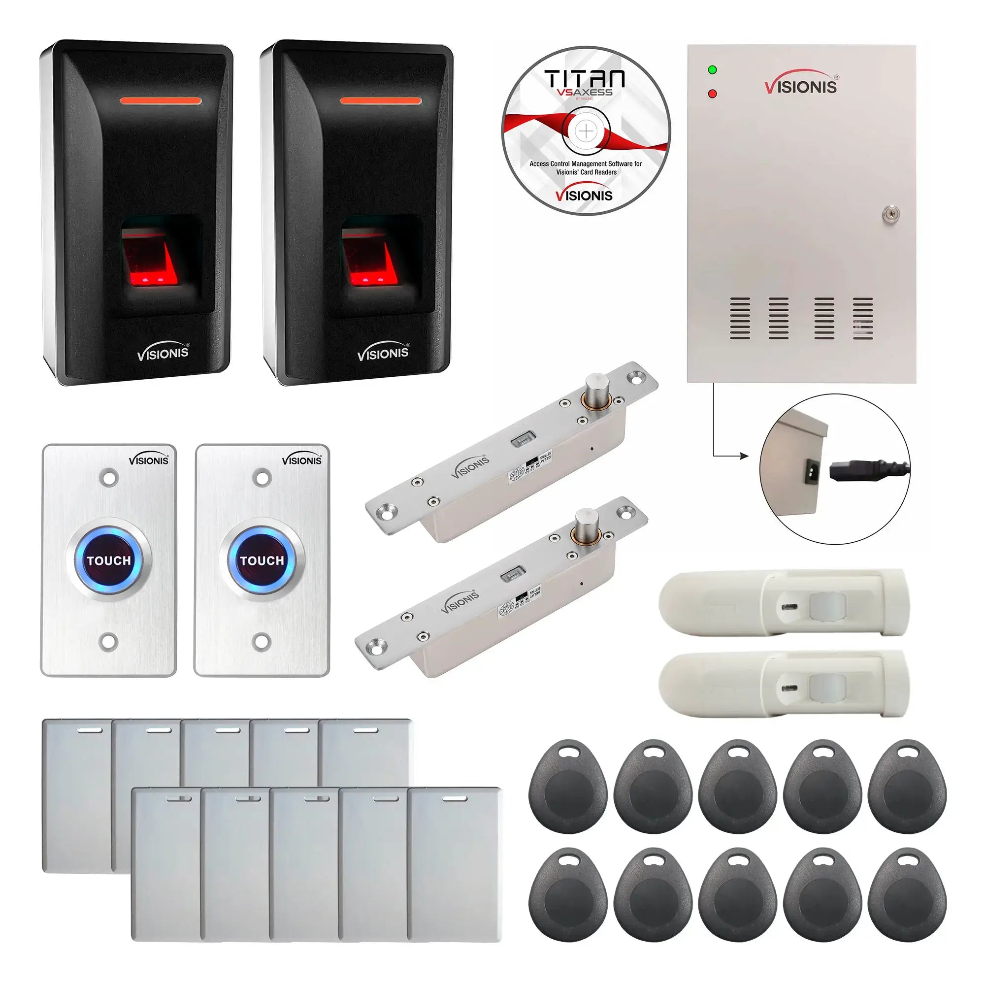 Office Access Control Systems with Fingerprint Reader, Electric Bolt Lock, Software, Motion Sensors - FPC-9286