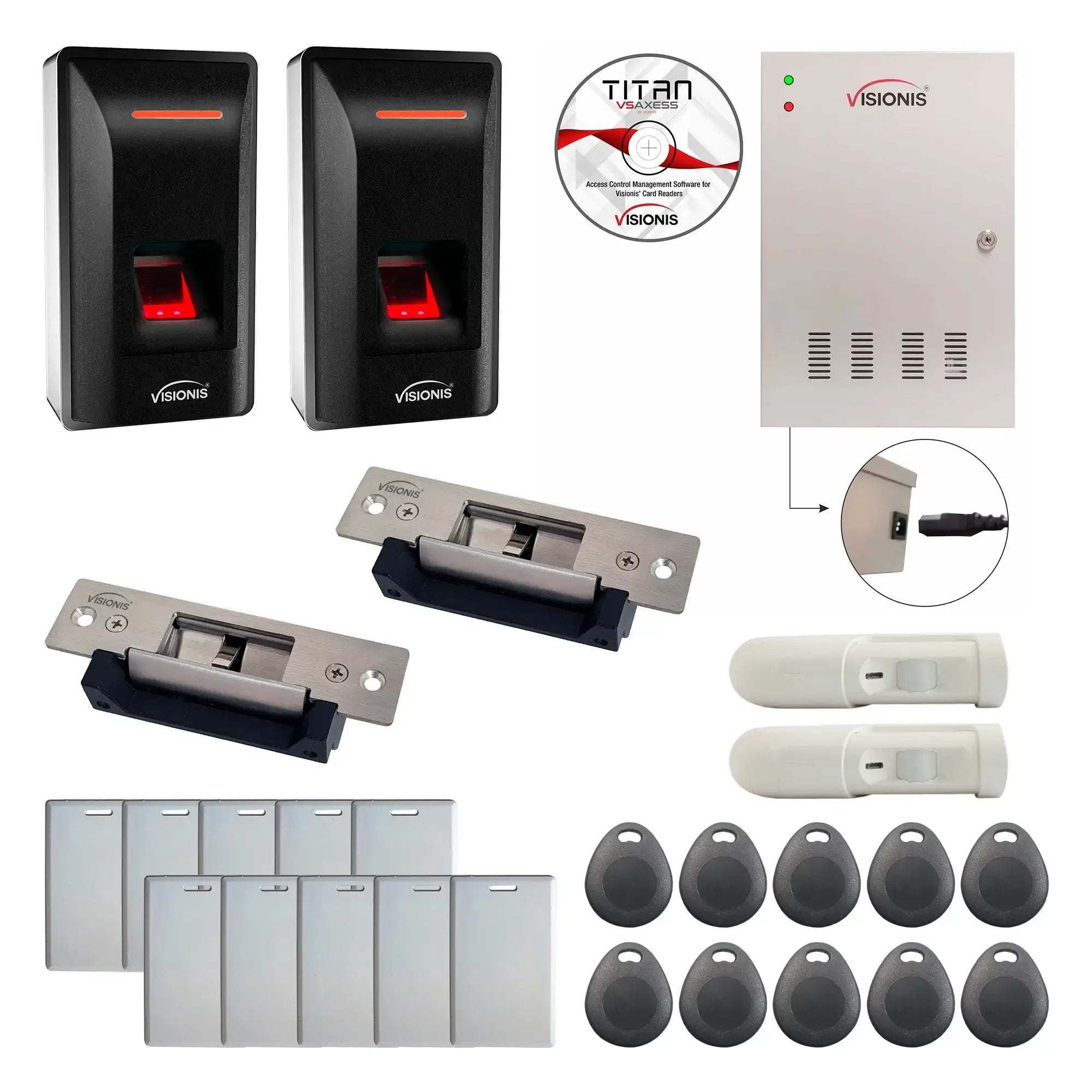 Office Access Control Systems with Fingerprint Reader, Electric Strikes, Software, Motion Sensors - FPC-9287