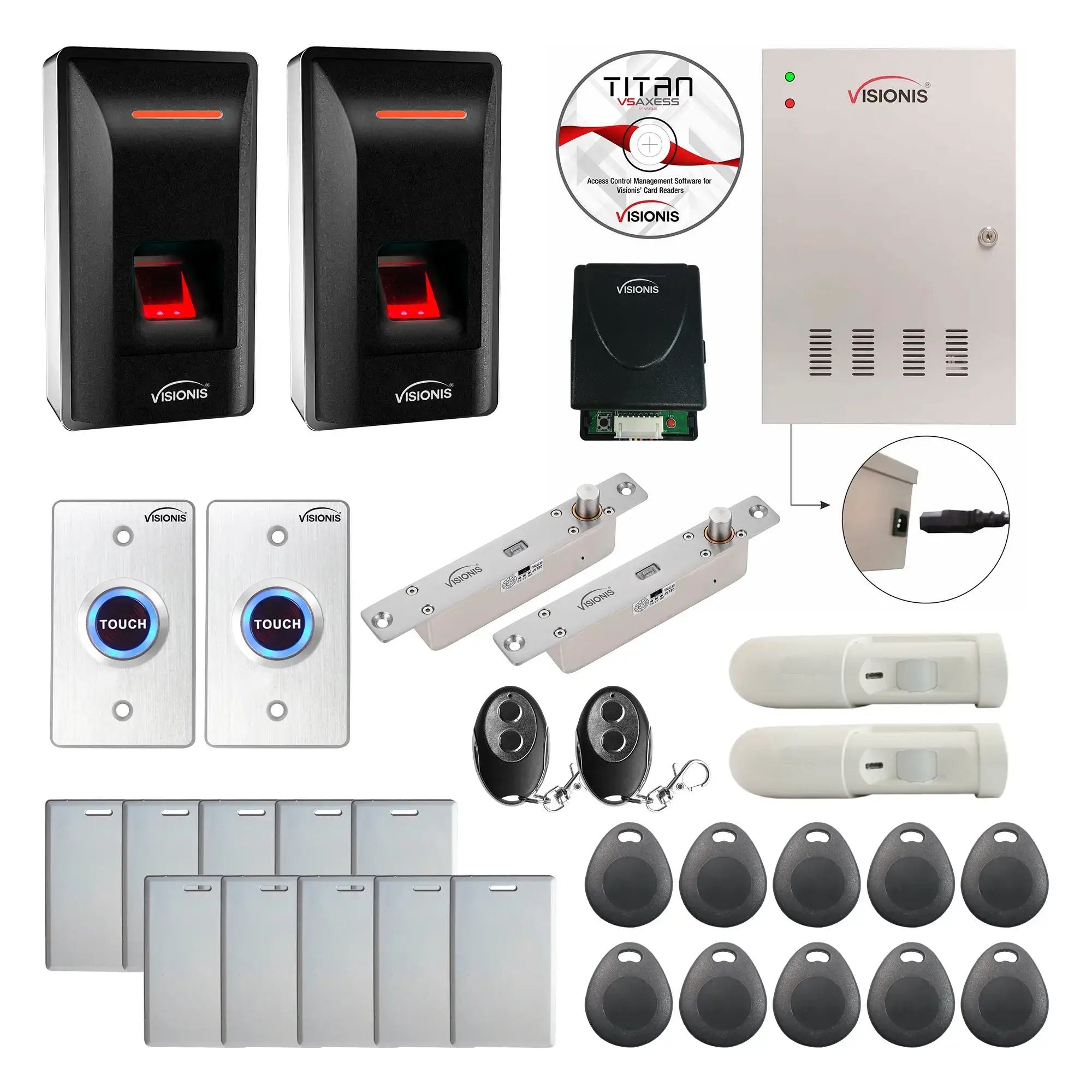 Office Access Control Systems with Fingerprint Reader, Electric Bolt Lock, Software, Motion Sensors - FPC-9288