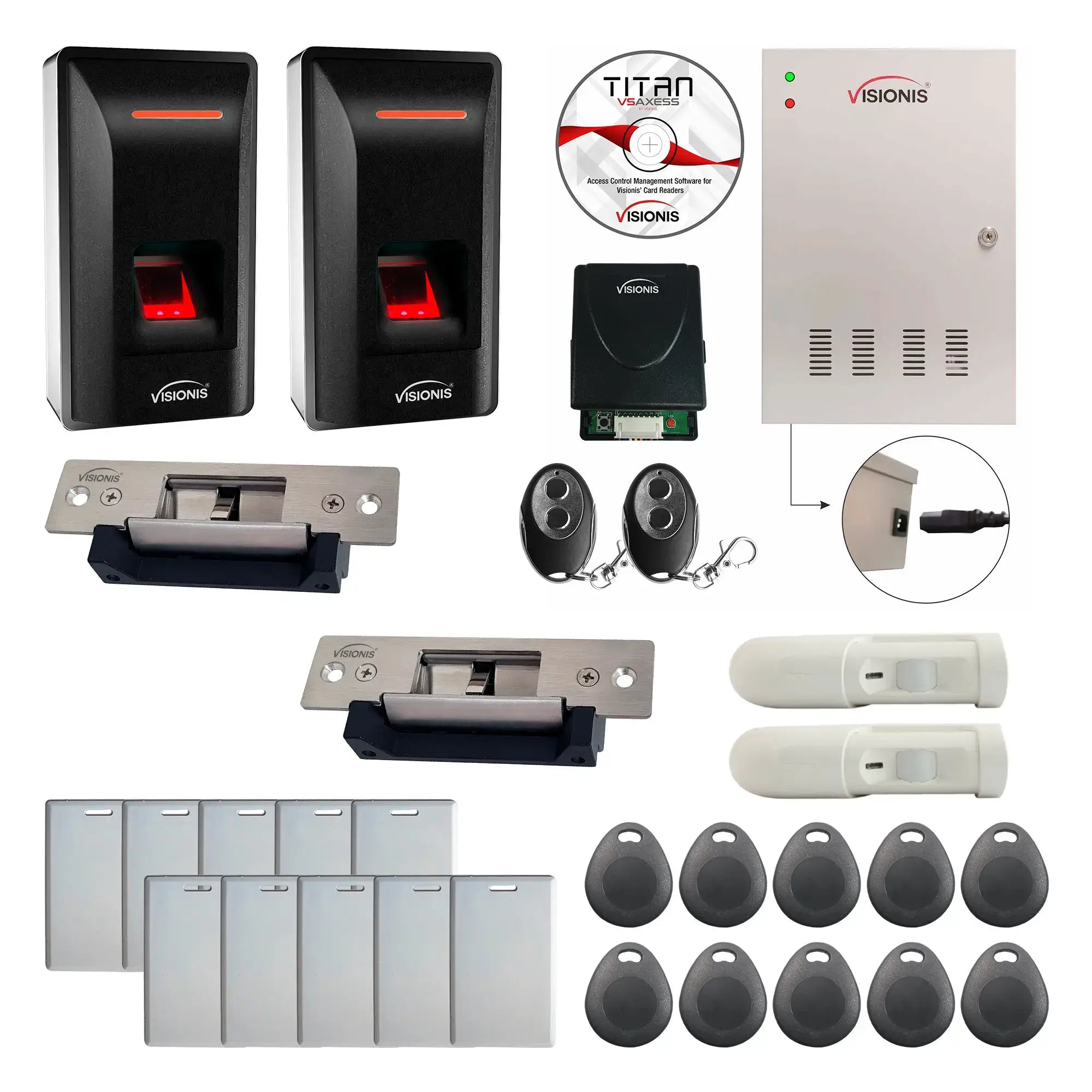 Office Access Control Systems with Fingerprint Reader, Electric Strikes, Software, Motion Sensors - FPC-9289