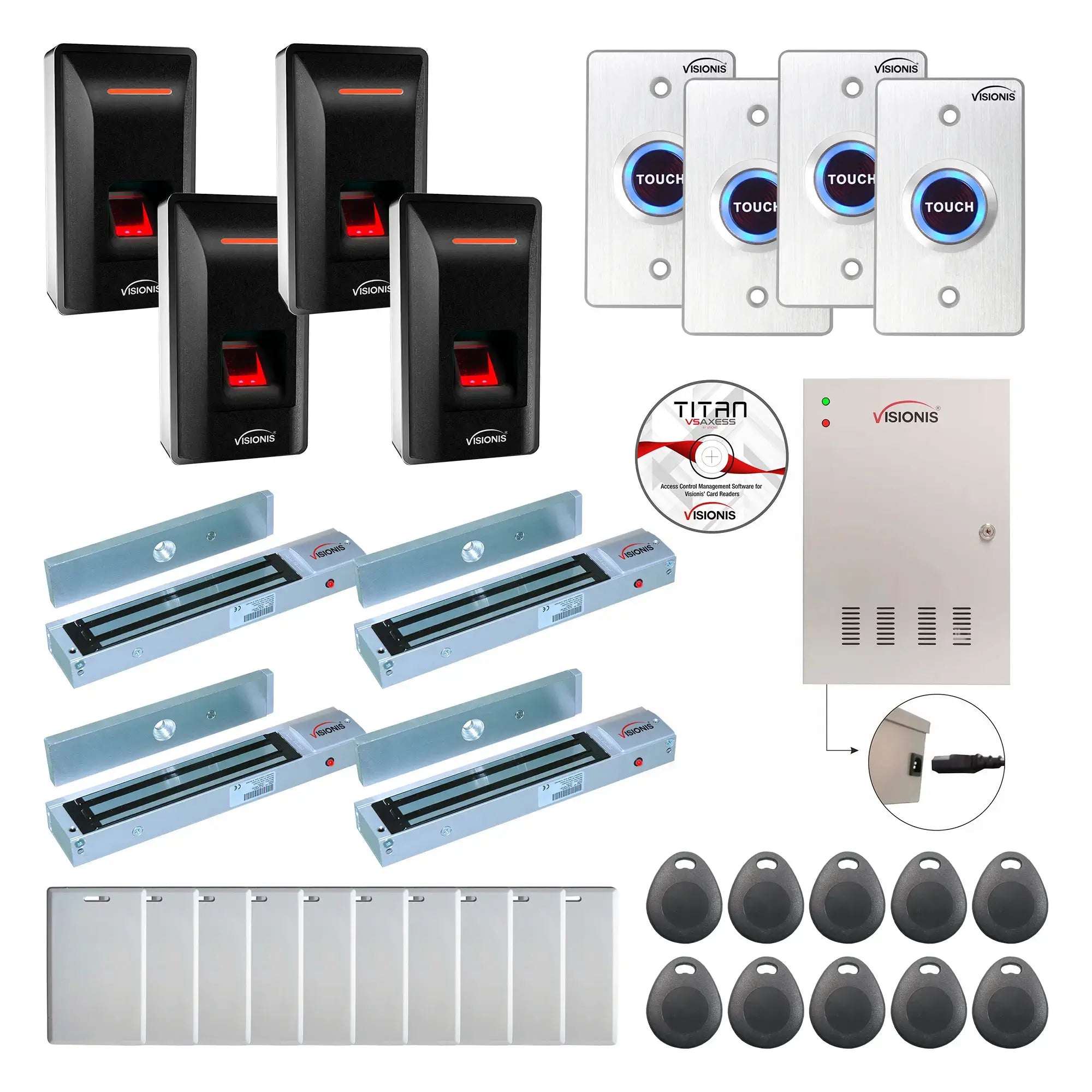 Door Access Control Systems for Office with Fingerprint Reader, Maglocks, Software - FPC-9291