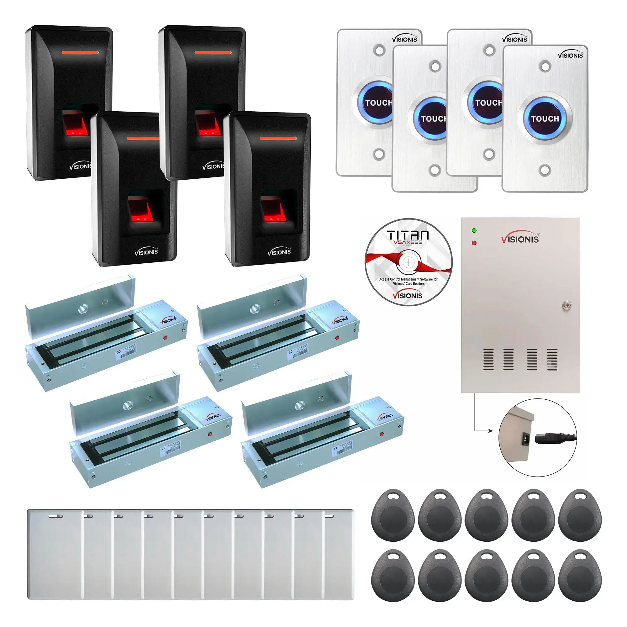 Door Access Control Systems for Office with Fingerprint Reader, Maglocks, Software - FPC-9292