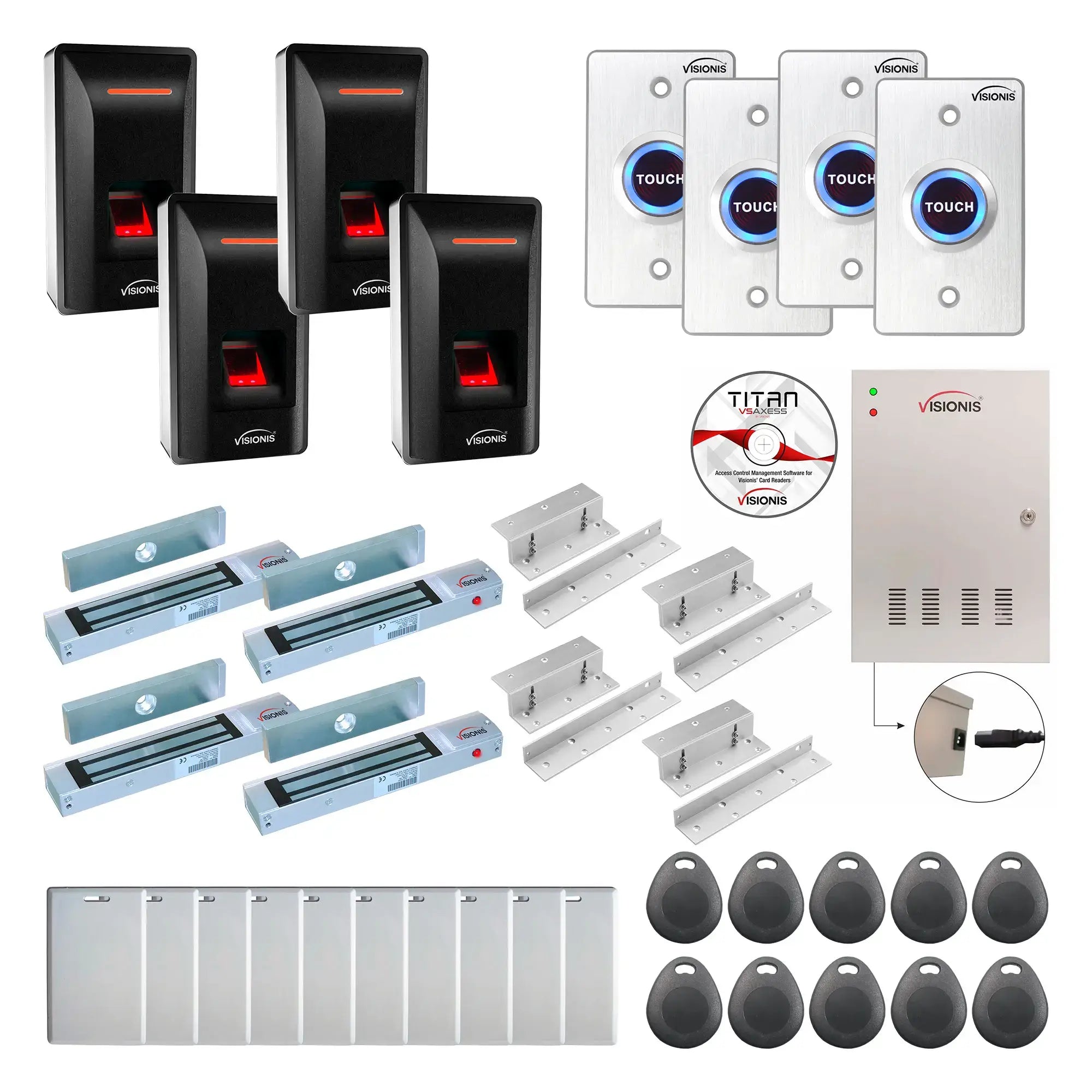 Door Access Control Systems for Office with Fingerprint Reader, Maglocks, Software - FPC-9293