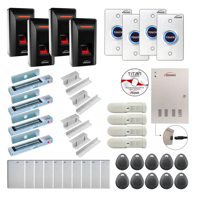 Access Control Security Systems with Fingerprint Reader, Maglocks, Motion Sensors, Software - FPC-9299