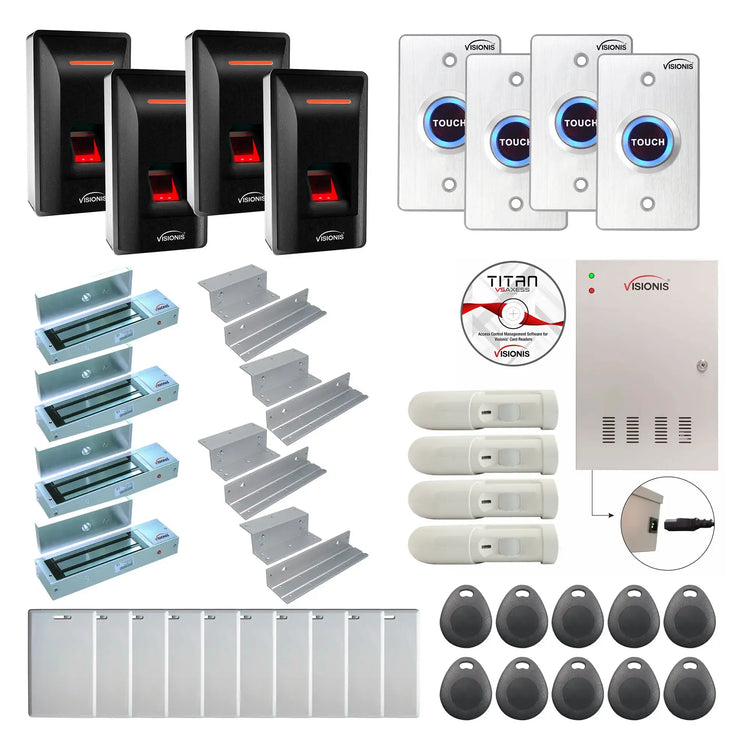Access Control Security Systems with Fingerprint Reader, Maglocks, Motion Sensors, Software - FPC-9301