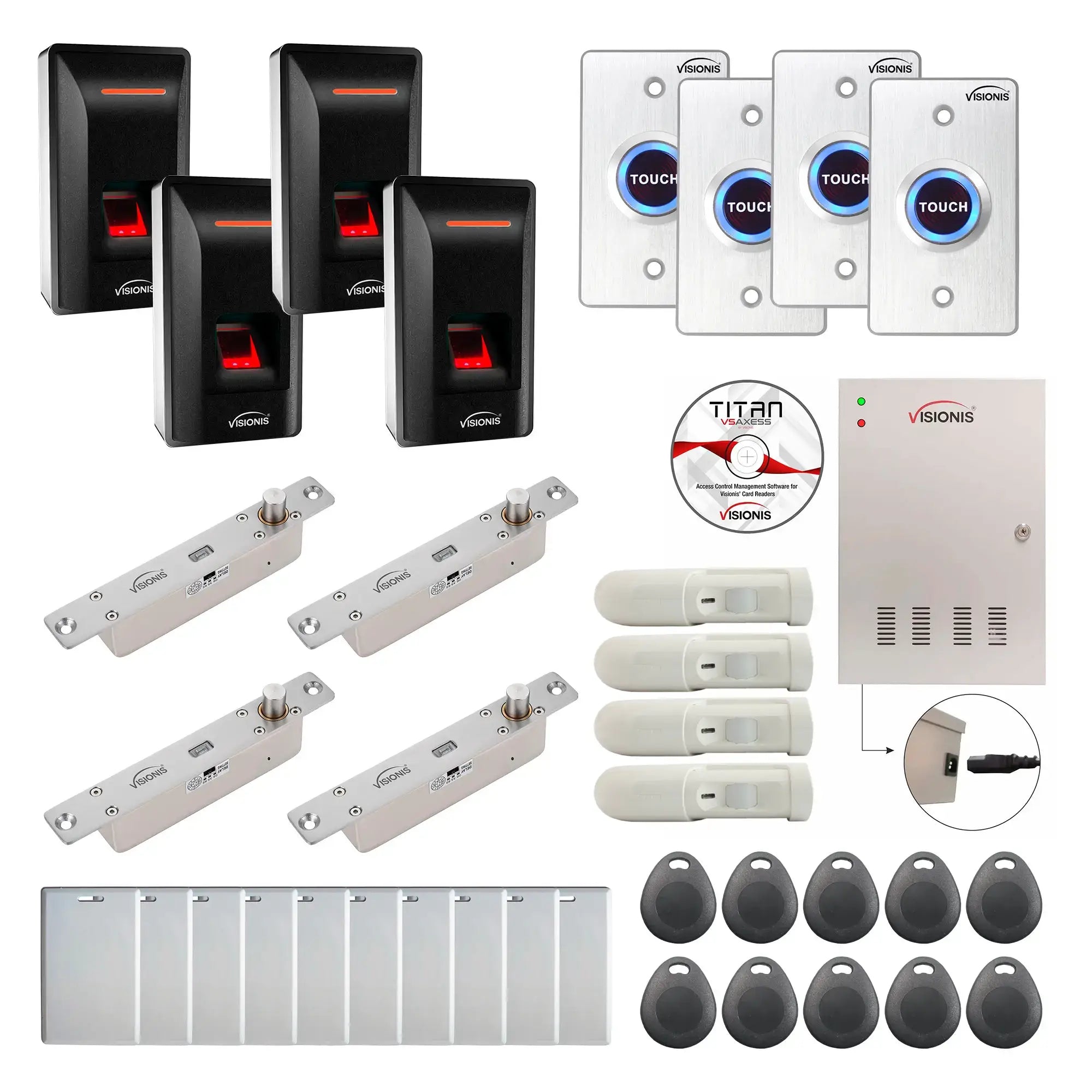 Commercial Door Access Control Systems with Fingerprint Reader, Electric Drop Bolts, Motion Sensors, Software - FPC-9304