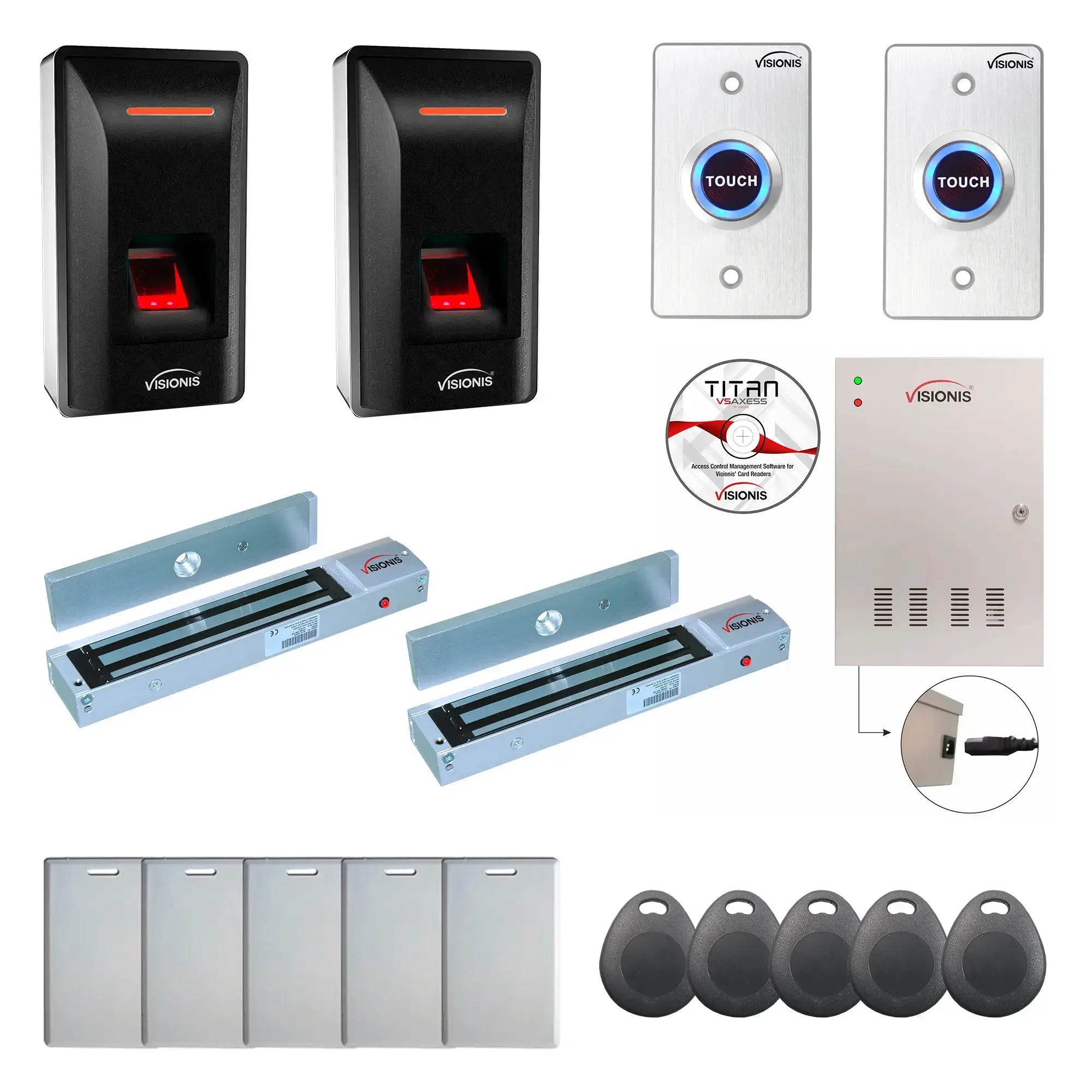 Commercial Door Access Control Systems with Fingerprint Reader, Magnetic Door Locks, Software - FPC-9307