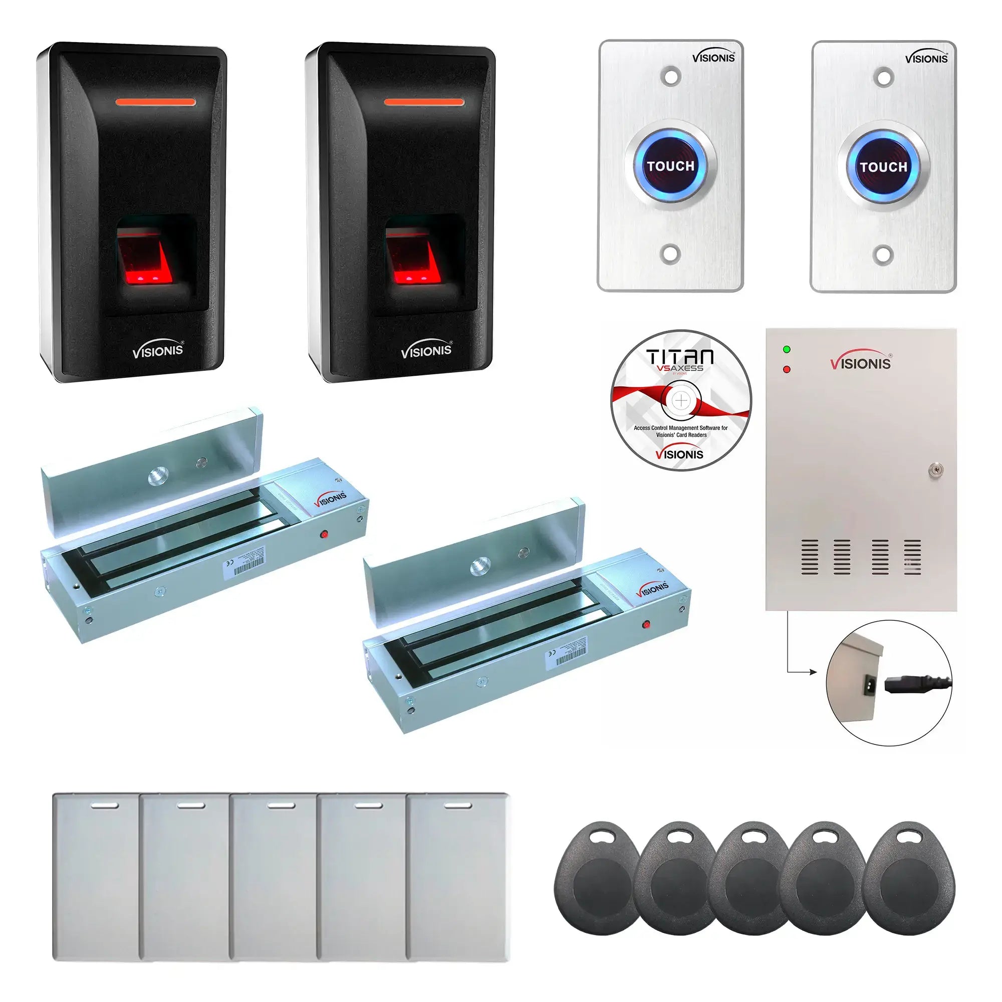 Commercial Door Access Control Systems with Fingerprint Reader, Magnetic Door Locks, Software - FPC-9308