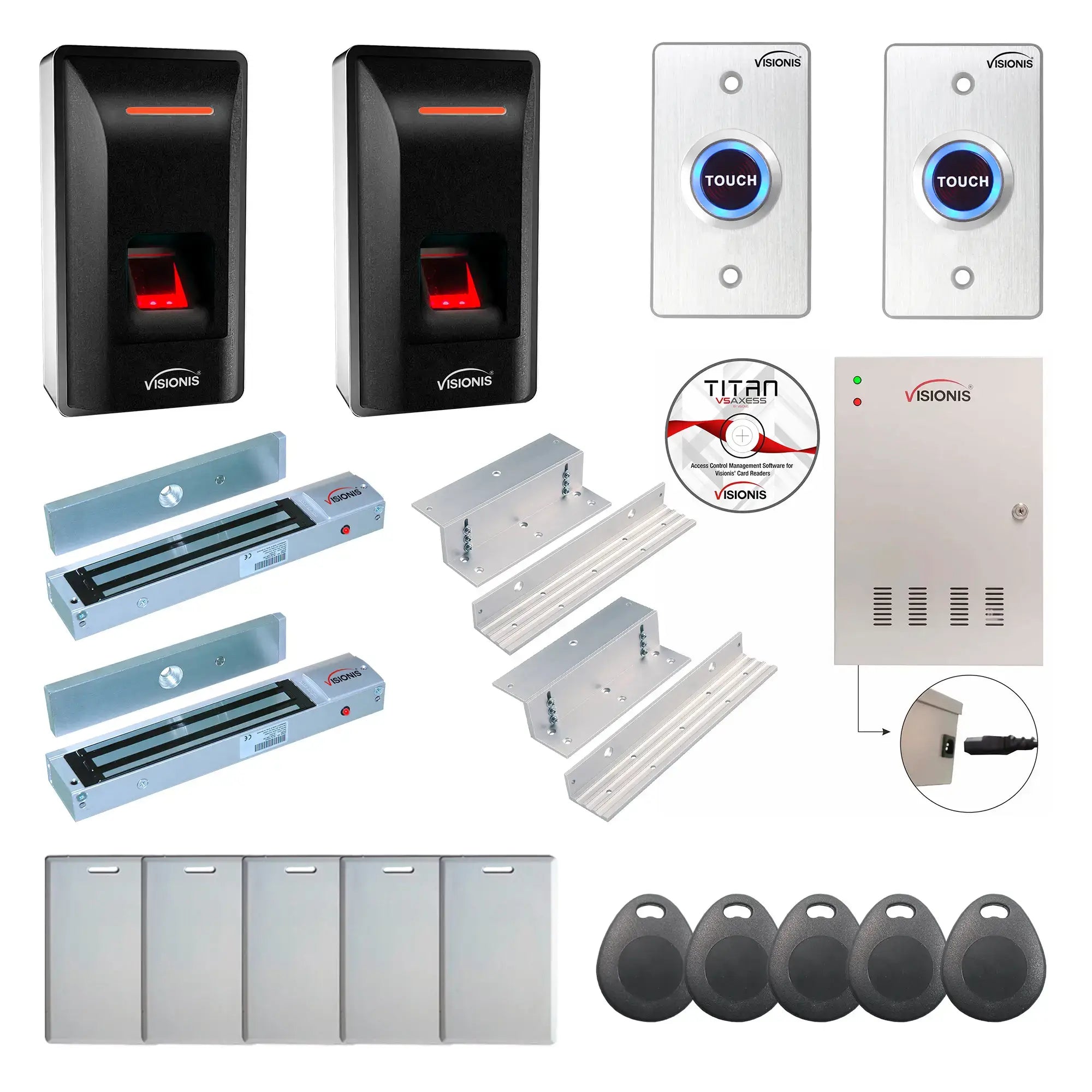 Commercial Building Access Control Systems with Fingerprint Reader, Magnetic Door Locks, Software - FPC-9310