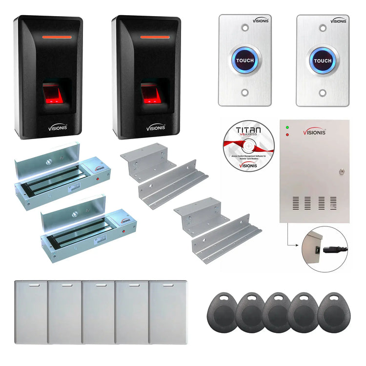 Commercial Building Access Control Systems with Fingerprint Reader, Magnetic Door Locks, Software - FPC-9311