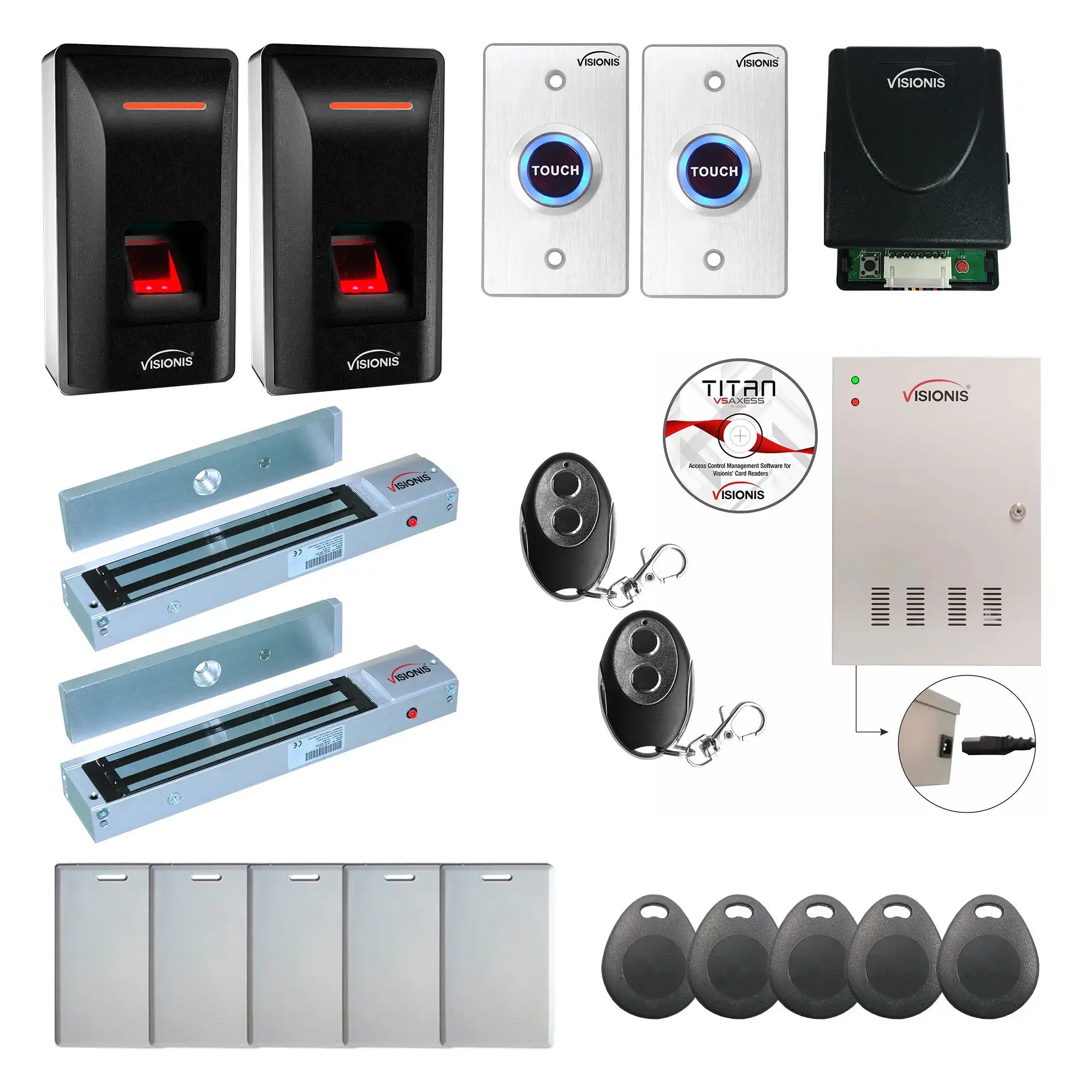 Commercial Building Access Control Systems with Fingerprint Reader, Magnetic Door Locks, Software - FPC-9313